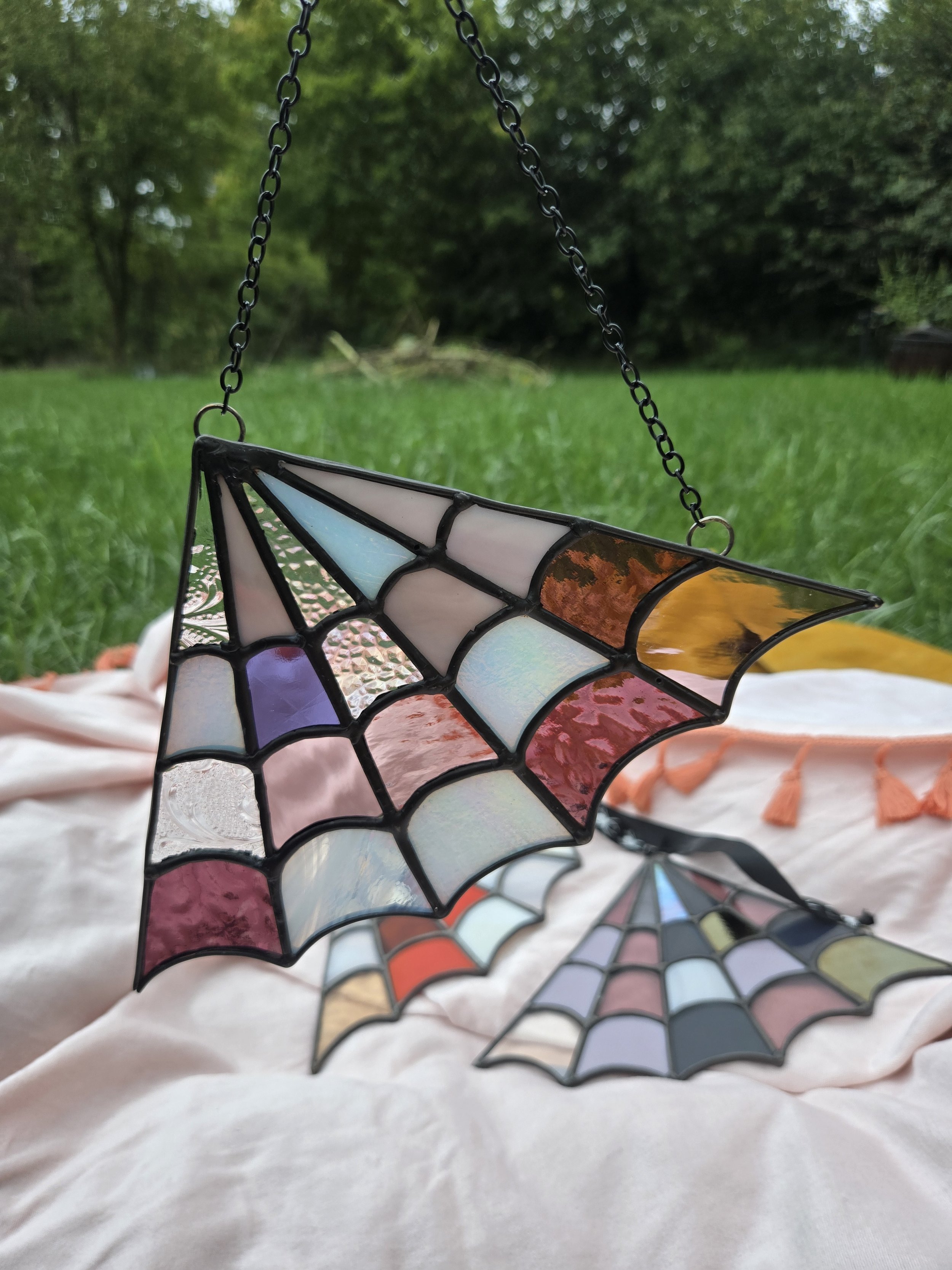 spiderweb corner stained glass- purple 2