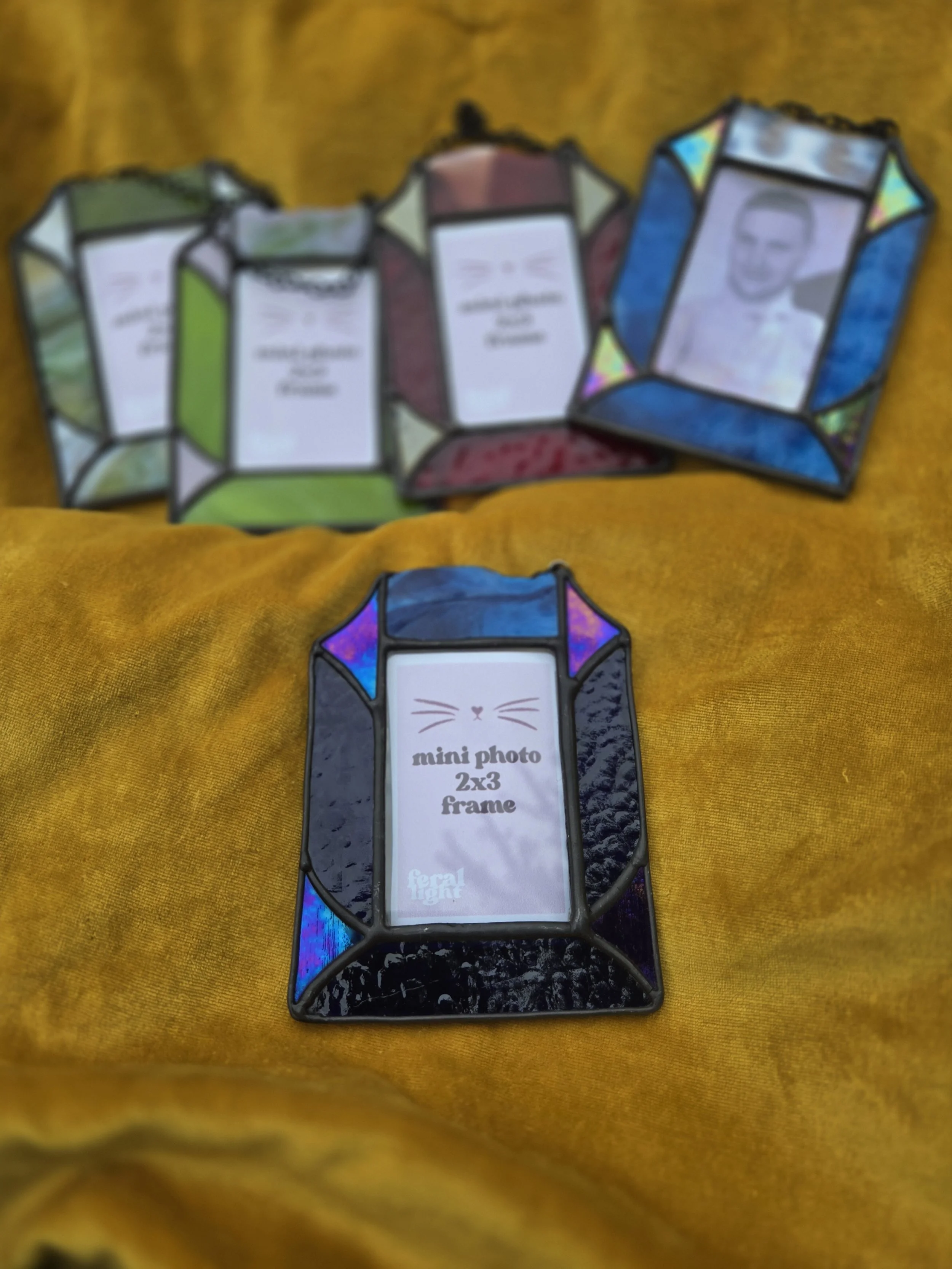 mini raw edge frame, blue on blue- photo frame 2x