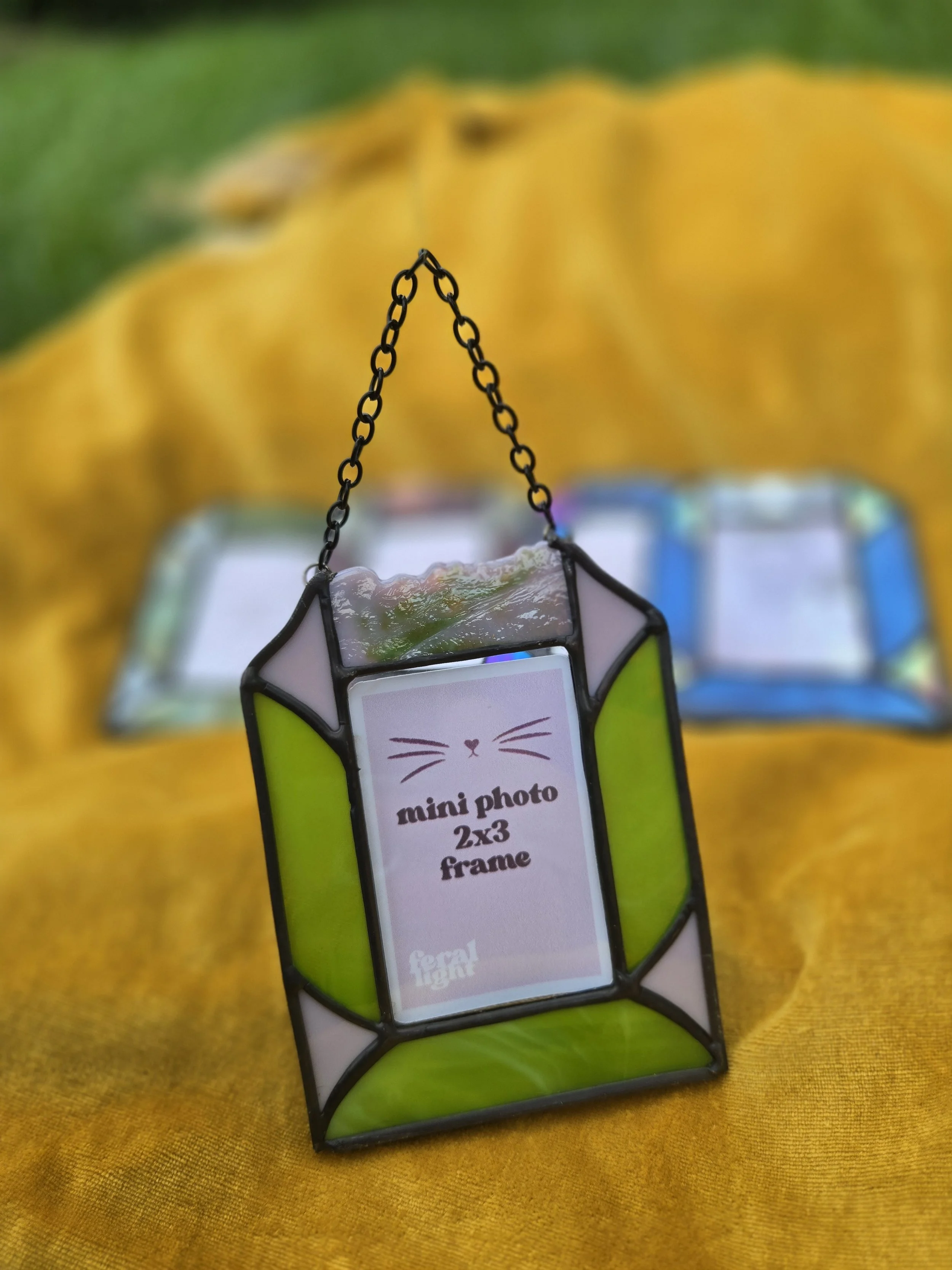 mini raw edge frame, green and purple- photo frame 2x3