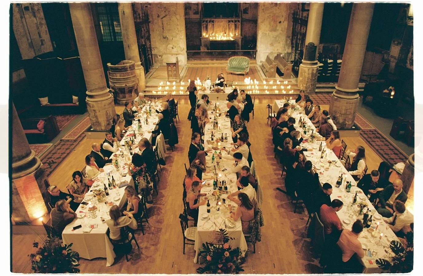 My favourite kind of photo to get is a big wide shot of the room during dinner.

A frame from a stunning day in October for Rebecca &amp; Laura at @themountwithout_events