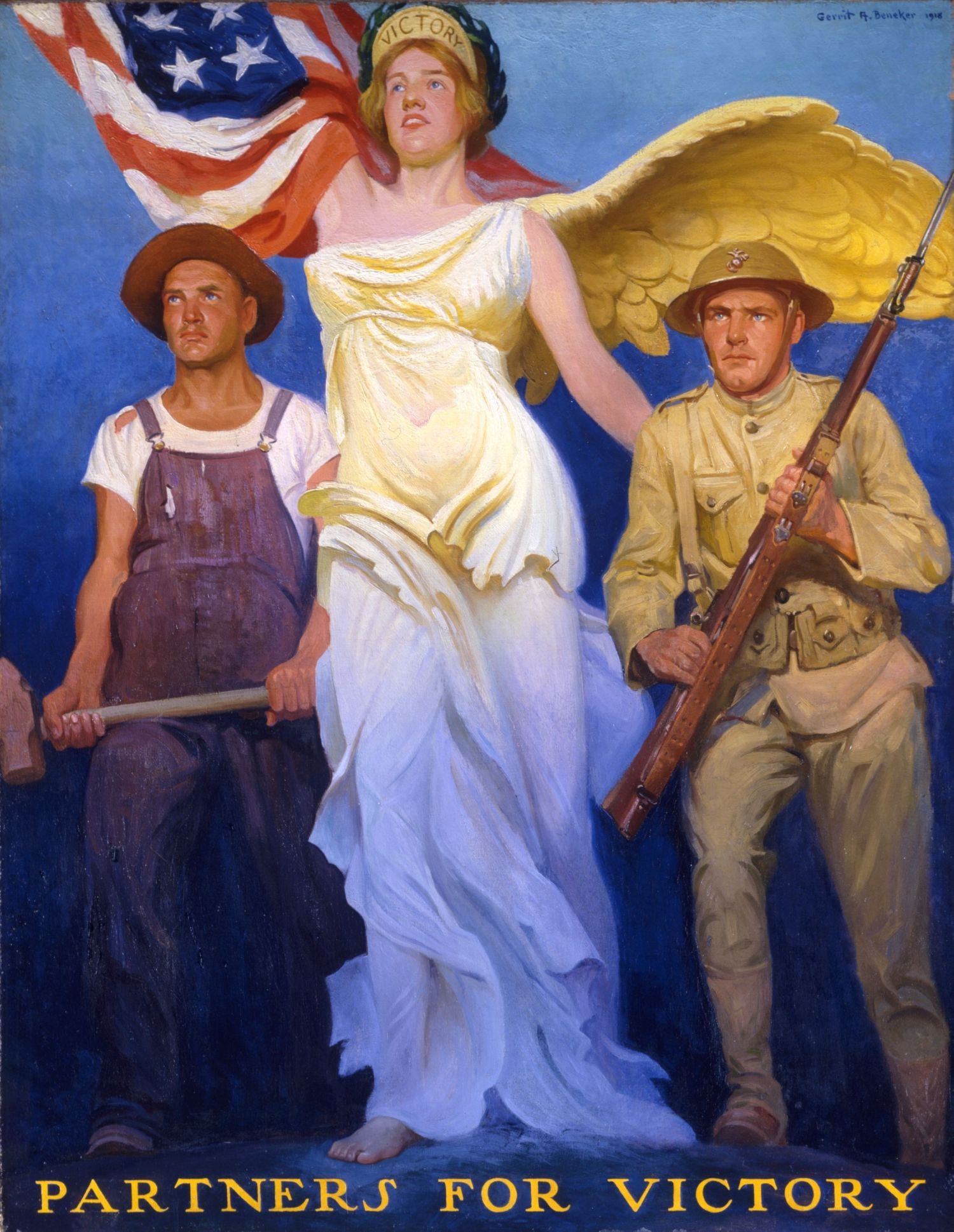   Gerrit A. Beneker (1882-1934)   Partners for Victory  1918, oil on canvas 50” x 40”, signed upper right 