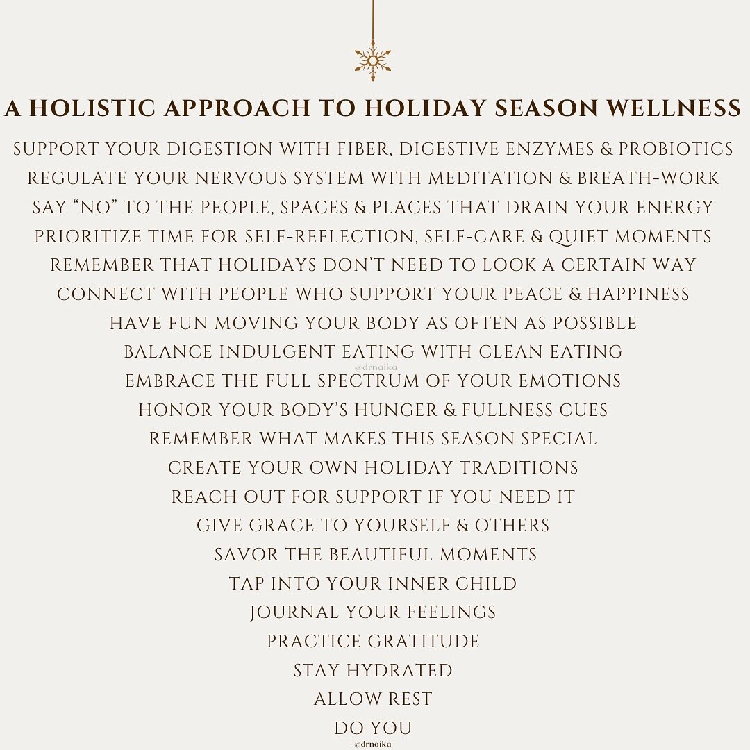 ✨Which tip resonates with you the most?✨

May this serve your mind, body &amp; spirit this holiday season. 🙏🏾

Wishing you and yours joy &amp; comfort, presence &amp; peace, health &amp; abundance.🫶🏾

Happy holidays loves!🎁

From my heart to you