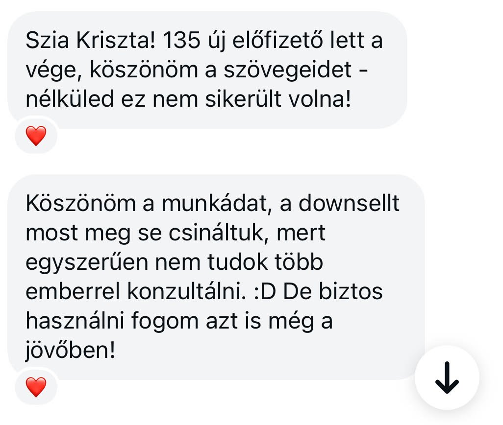 szövegírás ügyfélvisszajelzés