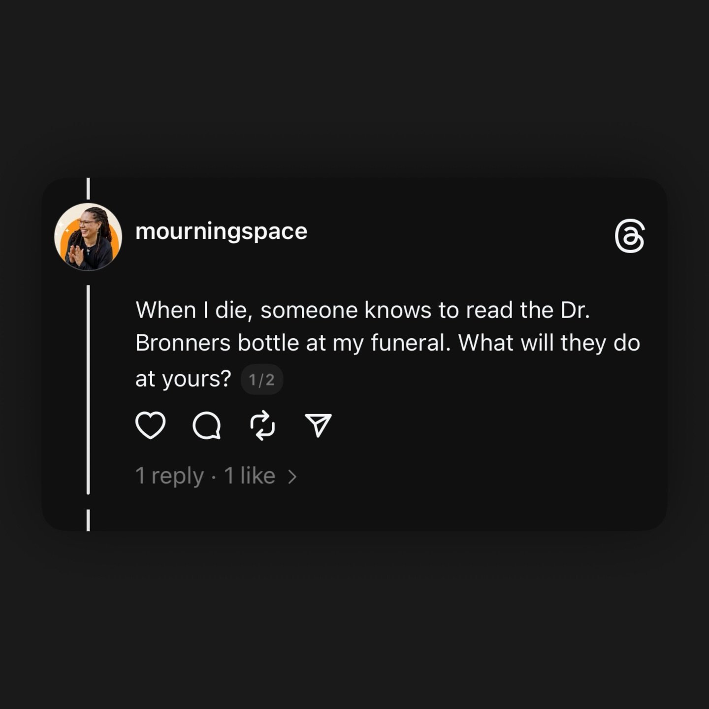 Also, The Crossroads. 

And thanks @crucial_taunt_ for being a real one! 

With love from your death doula 🧡