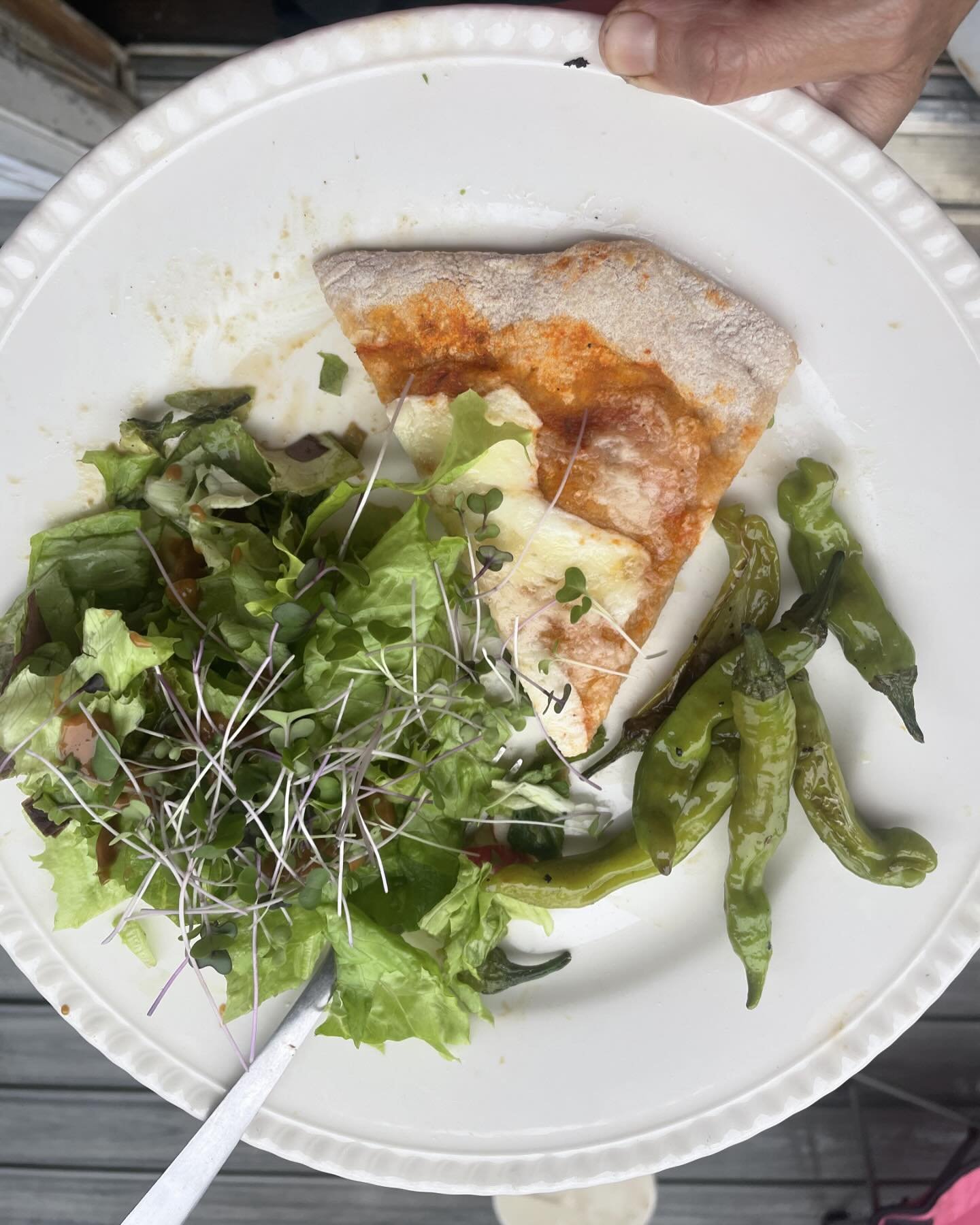 21 minute dinner that can be yours! 
.
.
This can all come from our home delivery veggie boxes and pizza delivery. Today&rsquo;s delivery was lettuce, arugula, radishes, green beans, Microgreens and choice of peppers of butternut squash! 
.
.
Veggies