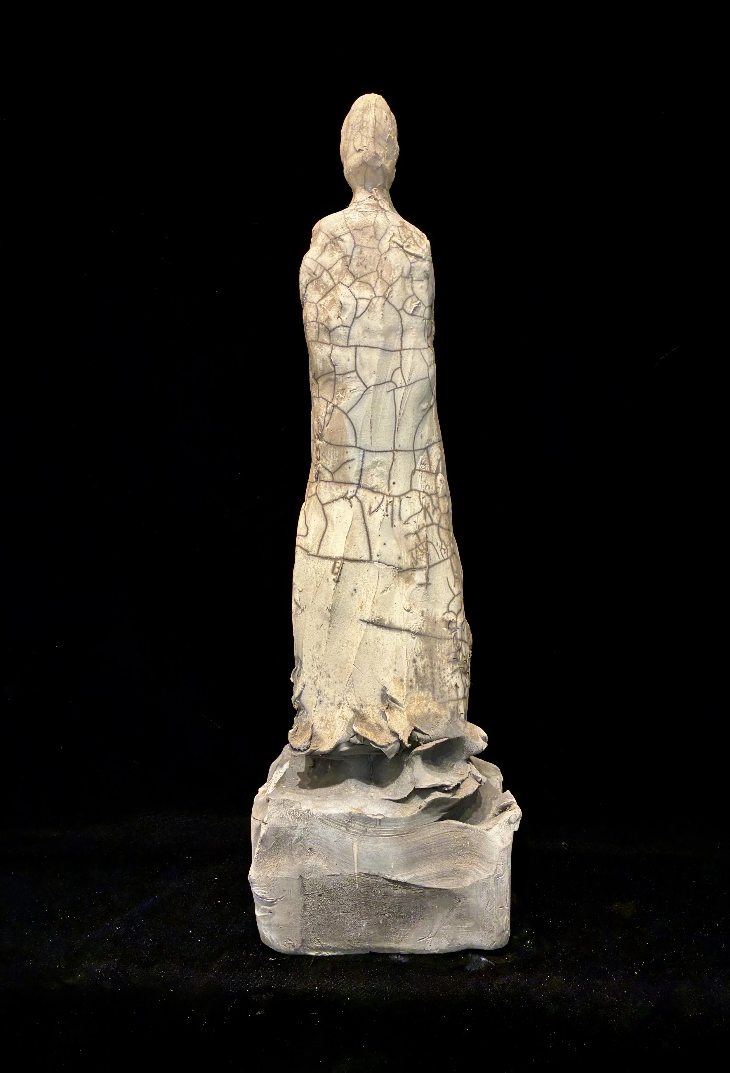 "Guardian, raku, 19 x 6 x 6“