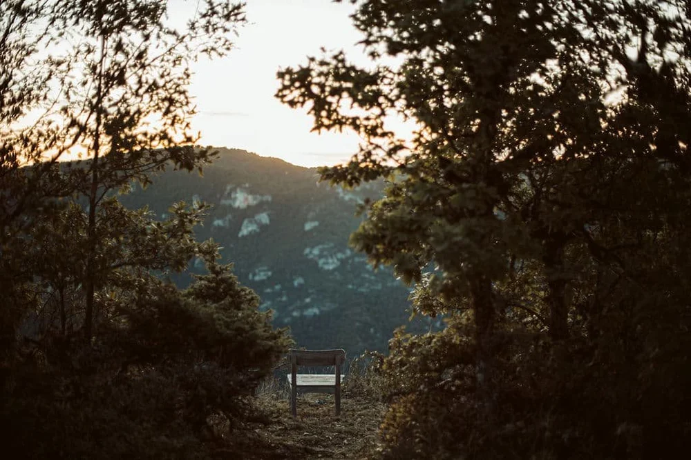 A meditation chair overlooking the Gorges du Tarn at Almières, France
