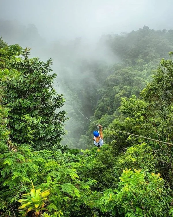 Osa canopy zip line adventure over the rainforest, with sweeping ocean views