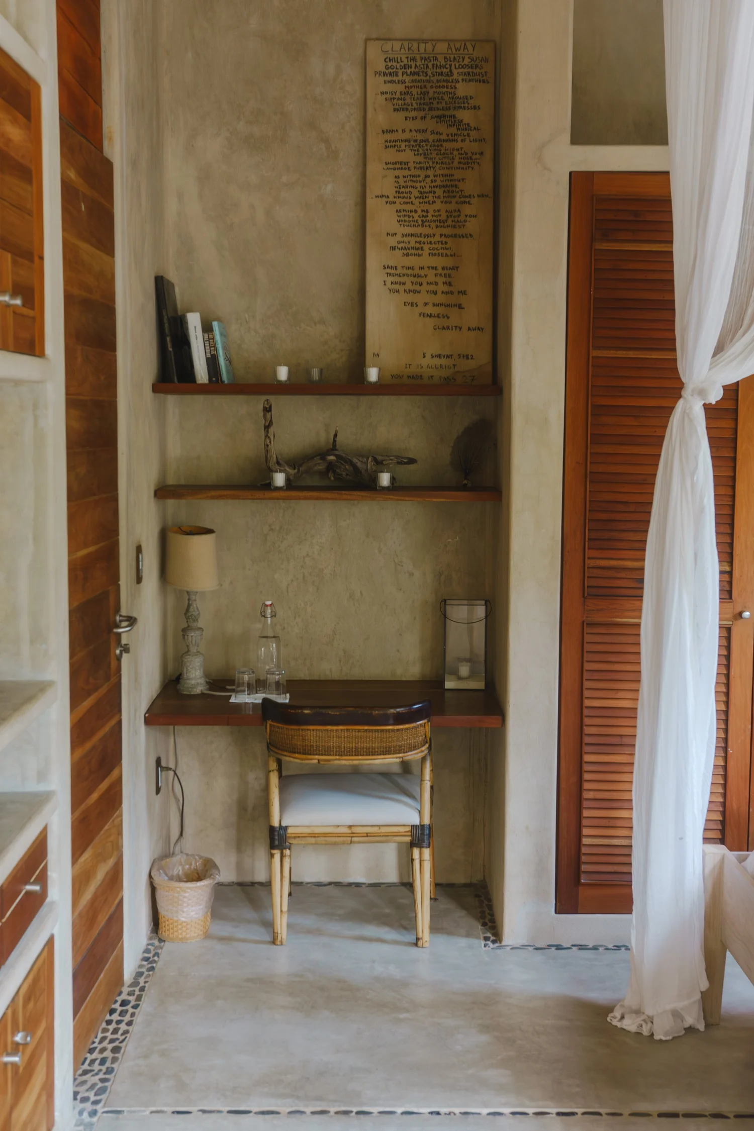 Slow luxury interior design in the main house queen suite at Casa Maya Ka’an — wellness retreat in Tulum, Mexico
