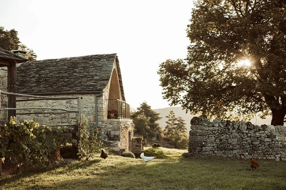 Historic stone hamlet of L'Esprit d'Almières in Aveyron, Southern France