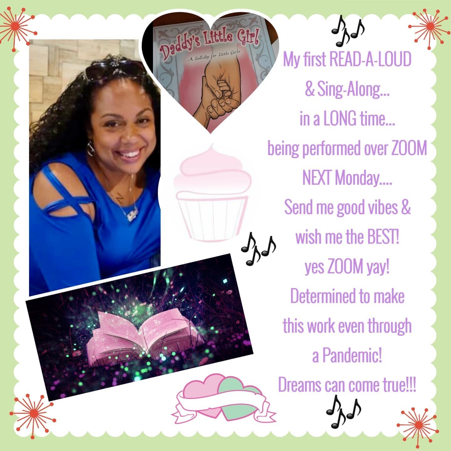 www.CupcakesCollection.com 

I'm super excited and blessed  to be able to be getting back into the swing of things.  Reading and performing my story and lullaby next week for the first time in years to a group of students and on ZOOM!
Music links com