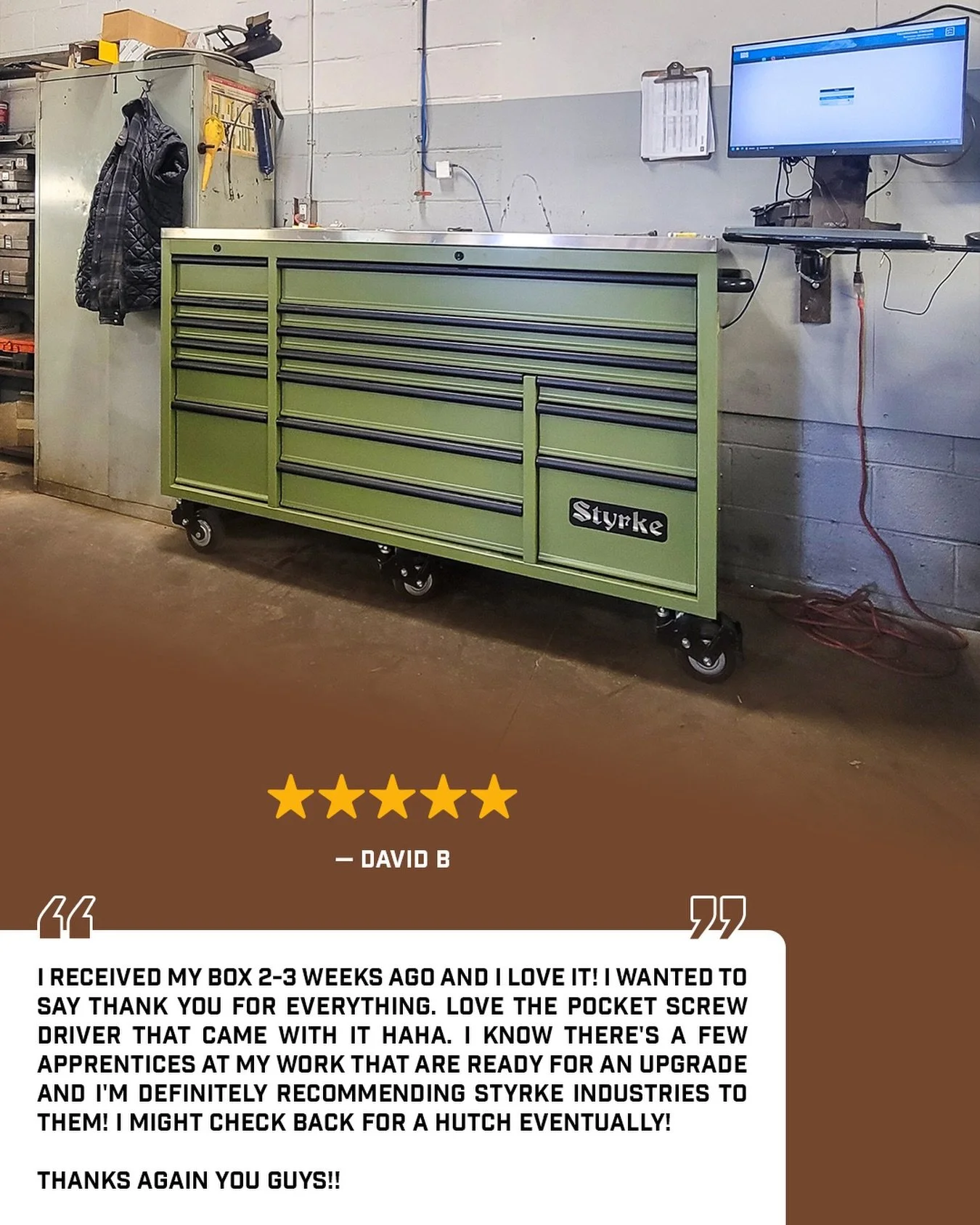 ⭐️⭐️⭐️⭐️⭐️ REVIEW

&ldquo;I received my box 2-3 weeks ago and I love it! I wanted to say thank you for everything. Love the pocket screw driver that came with it haha. I know there&rsquo;s a few apprentices at my work that are ready for an upgrade an
