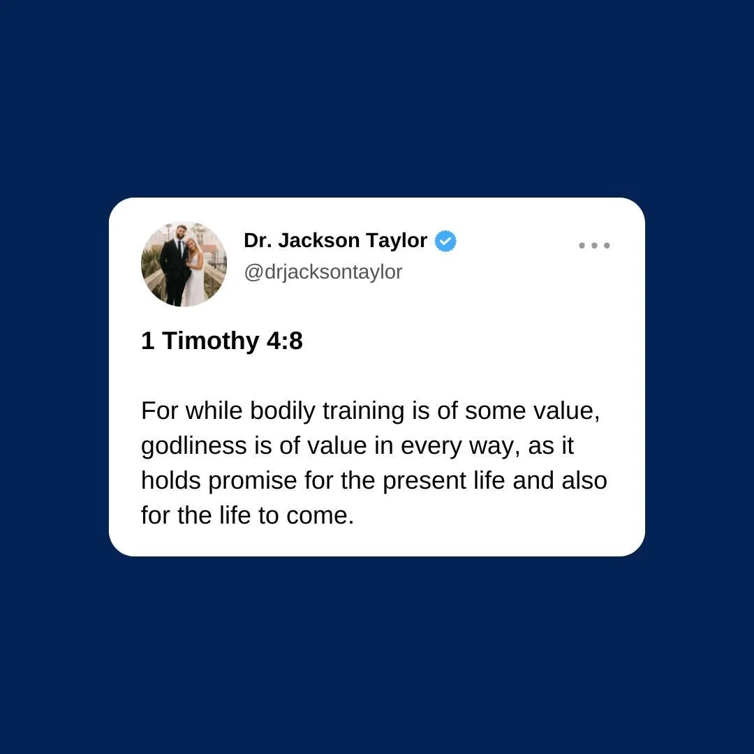 Lord, help me train my body well, but train my soul even more. Give me discipline that reaches beyond muscle into character, and strength that serves both this life and the life to come. Let my pursuit of Godliness shape every choice, and may my body