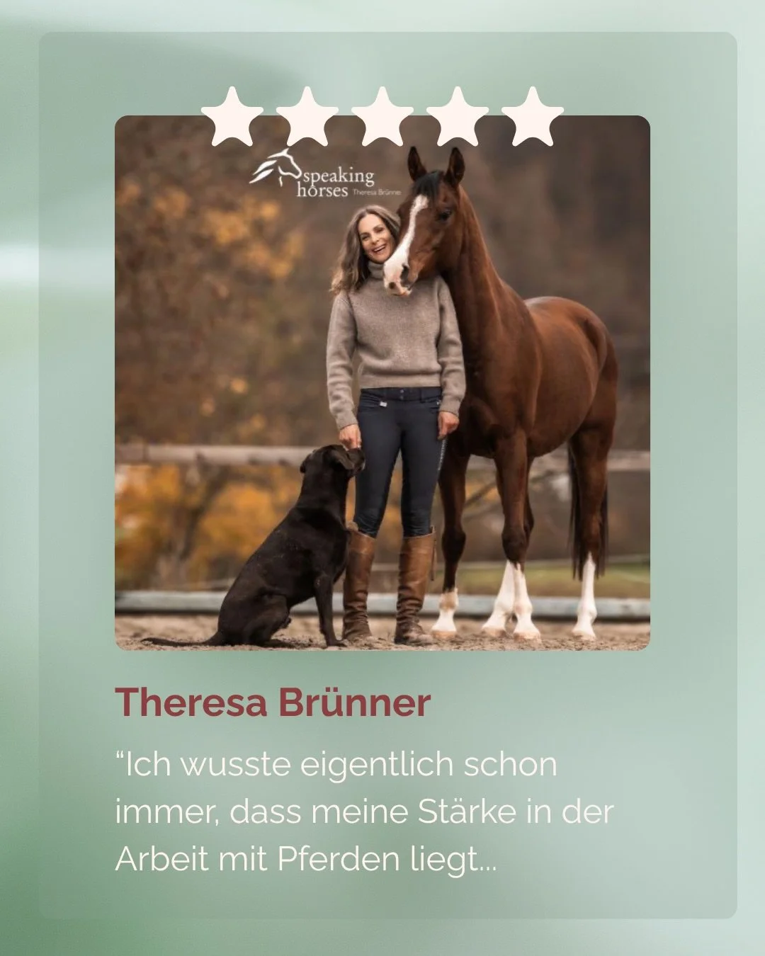Die liebe Res von @speaking_horses hat mein letztes #4Fempreneurs-Programm durchlaufen und eine gewaltige Entwicklung mit ihrem Business hingelegt 🚀

Nicht nur hat sie gelernt, unternehmerisch zu denken, sondern sie hat auch einen beachtlichen Kunde