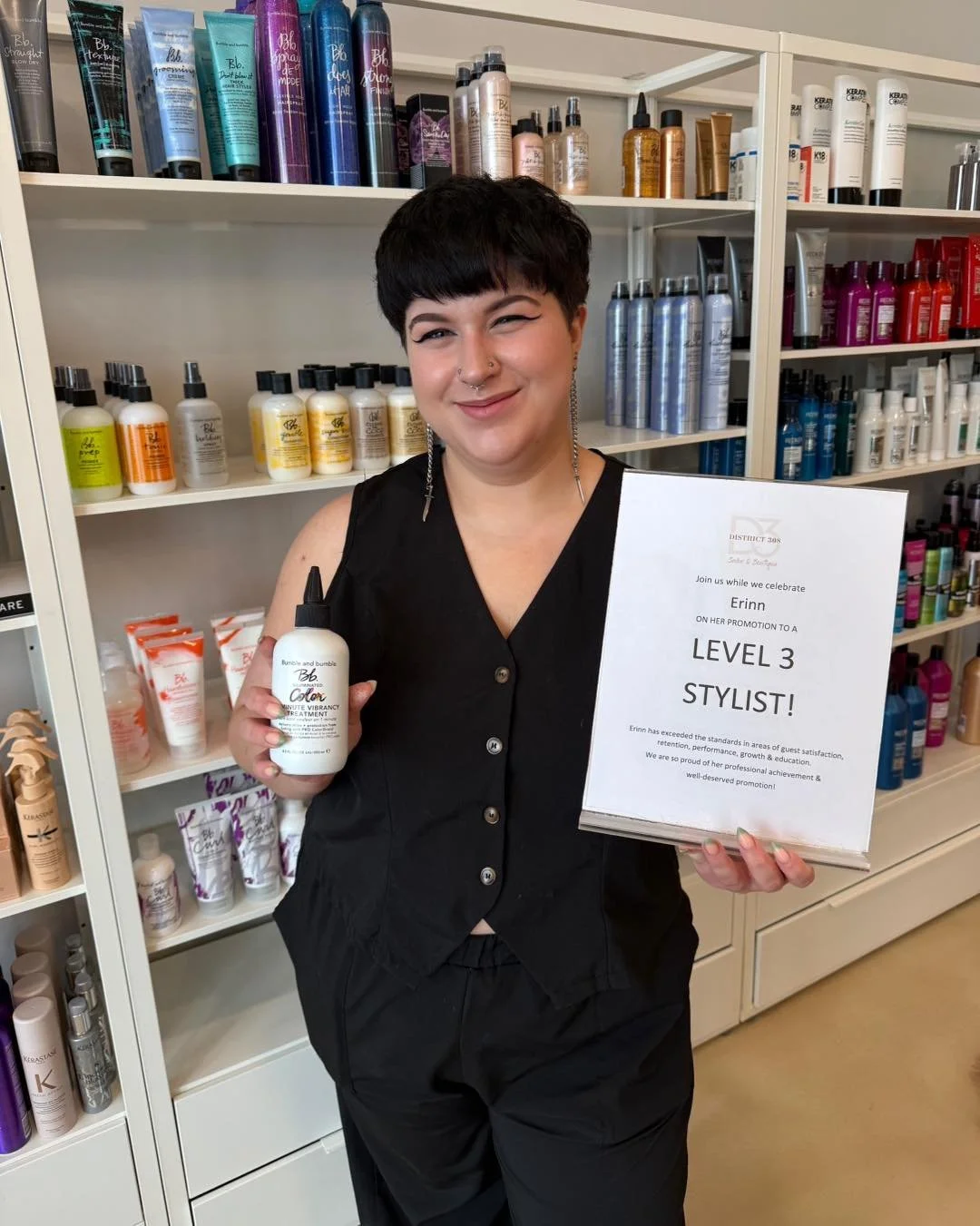 We&rsquo;d like to give a huge shoutout to our stylist, Erinn, on her promotion to a Level 3 Stylist 🎉

Her hard work, dedication, and commitment to continuing her education and refining her skills are what pushed her to the next level in her career