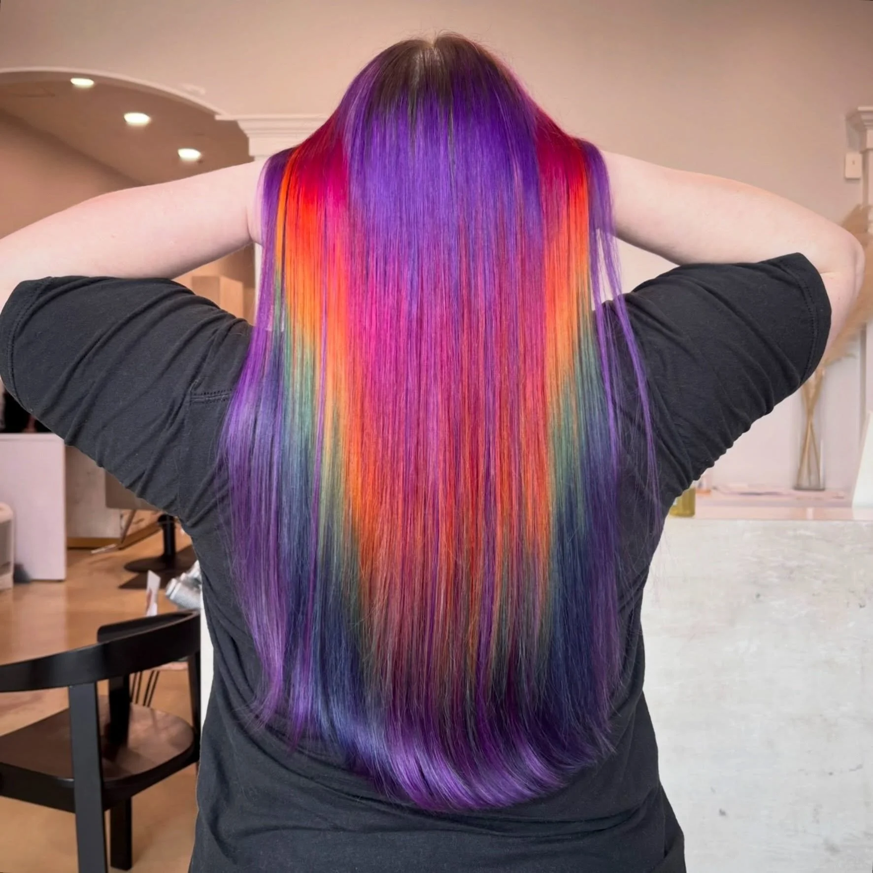 Why limit yourself to one color when you can have the entire rainbow? 🌈✨

This stunning vivid color transformation was created by our very own Erinn, and we&rsquo;re absolutely obsessed with the result! @hair.wizard.erinn 

Ready to step outside you
