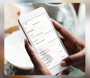 Person holding a smartphone, viewing text message settings on the screen.
