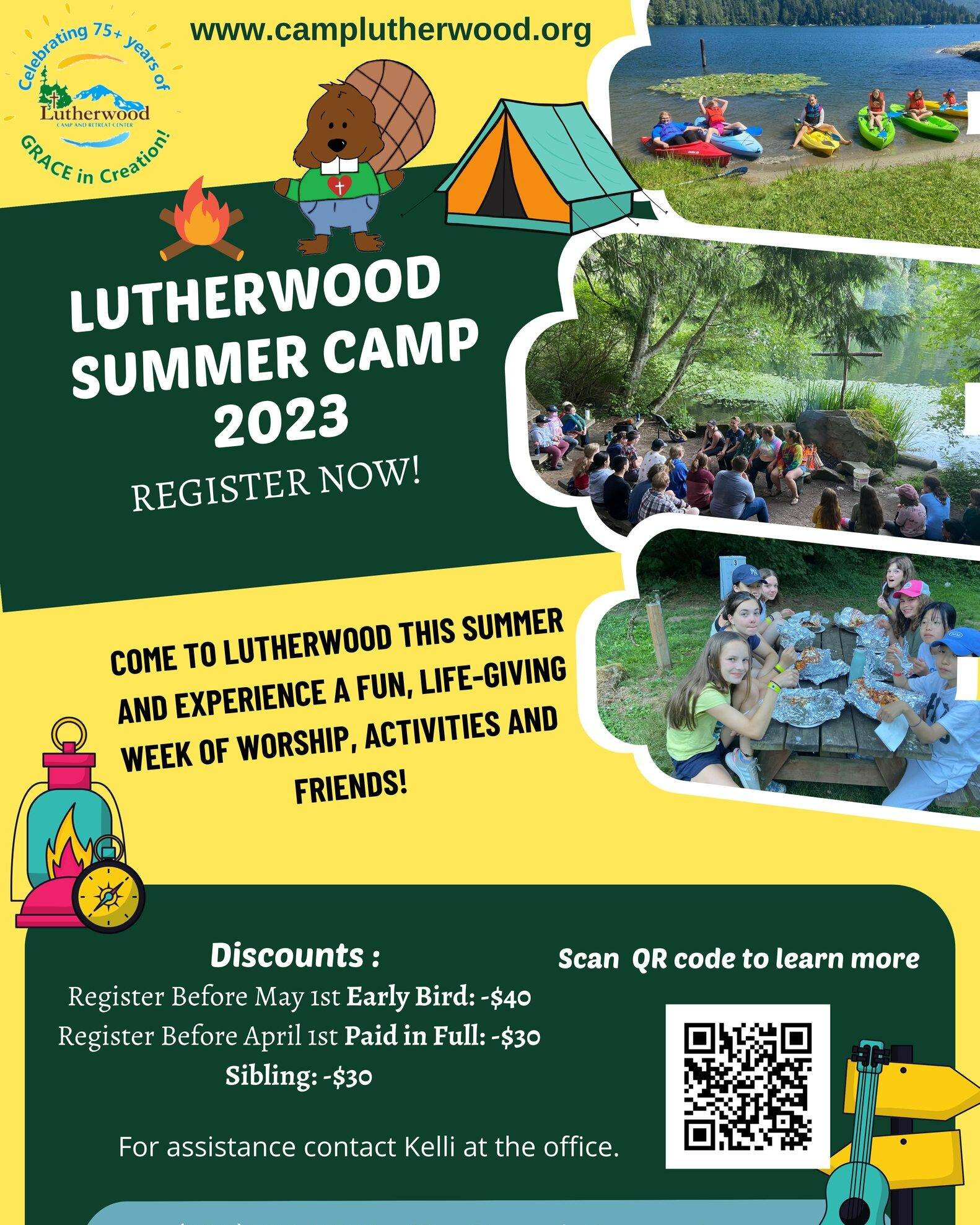Registration for Lutherwood Summer Camp 2023 is open!
Come to Lutherwood this summer and experience a week of fun summer activities while hanging out in a beautiful part of God's creation, grow in your faith while hanging out with friends!
Visit the 
