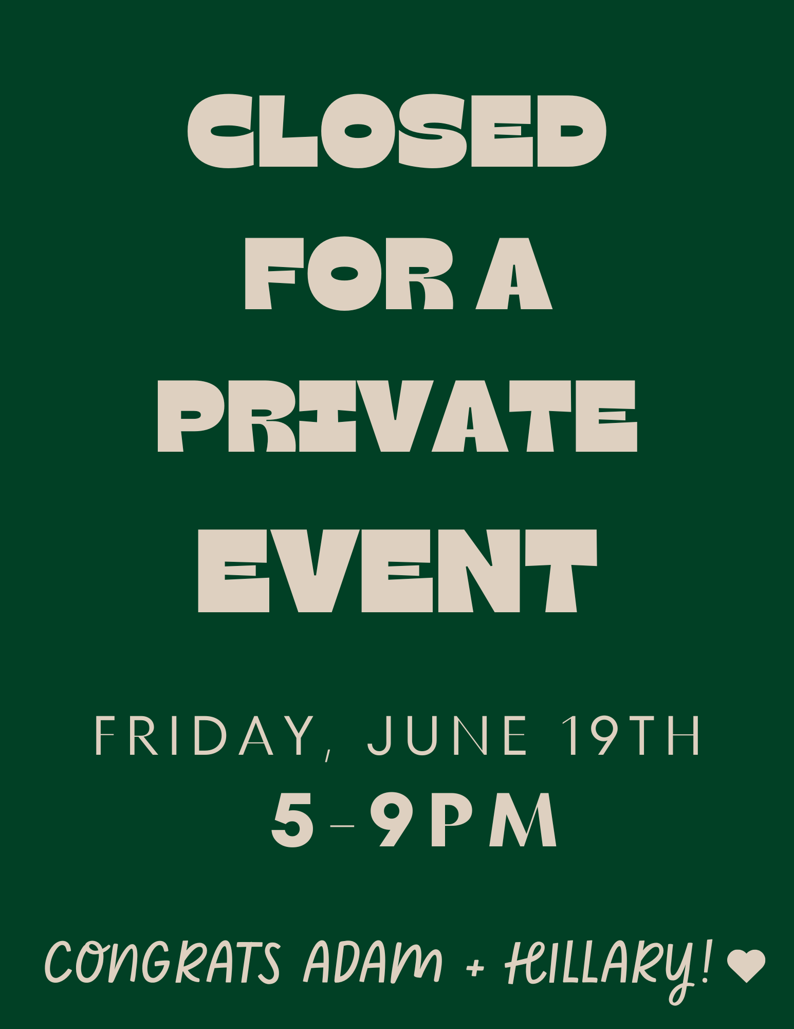 Closed for Private Event