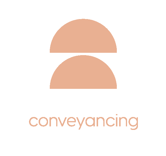 An abstract logo featuring two semi-circles and the word 'conveyancing' underneath, with a black background.