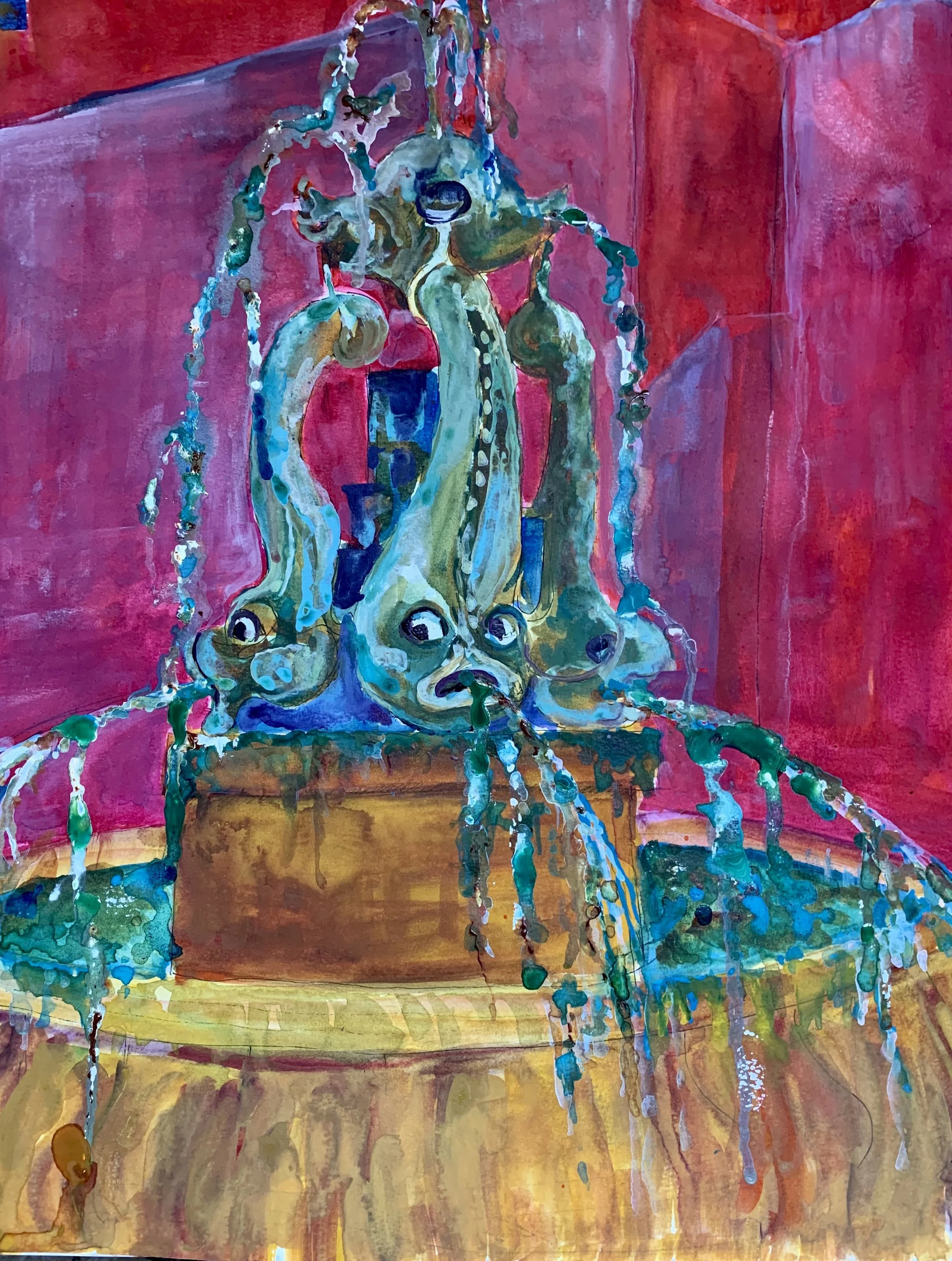 Fountain in Belini Square Catina Italy 