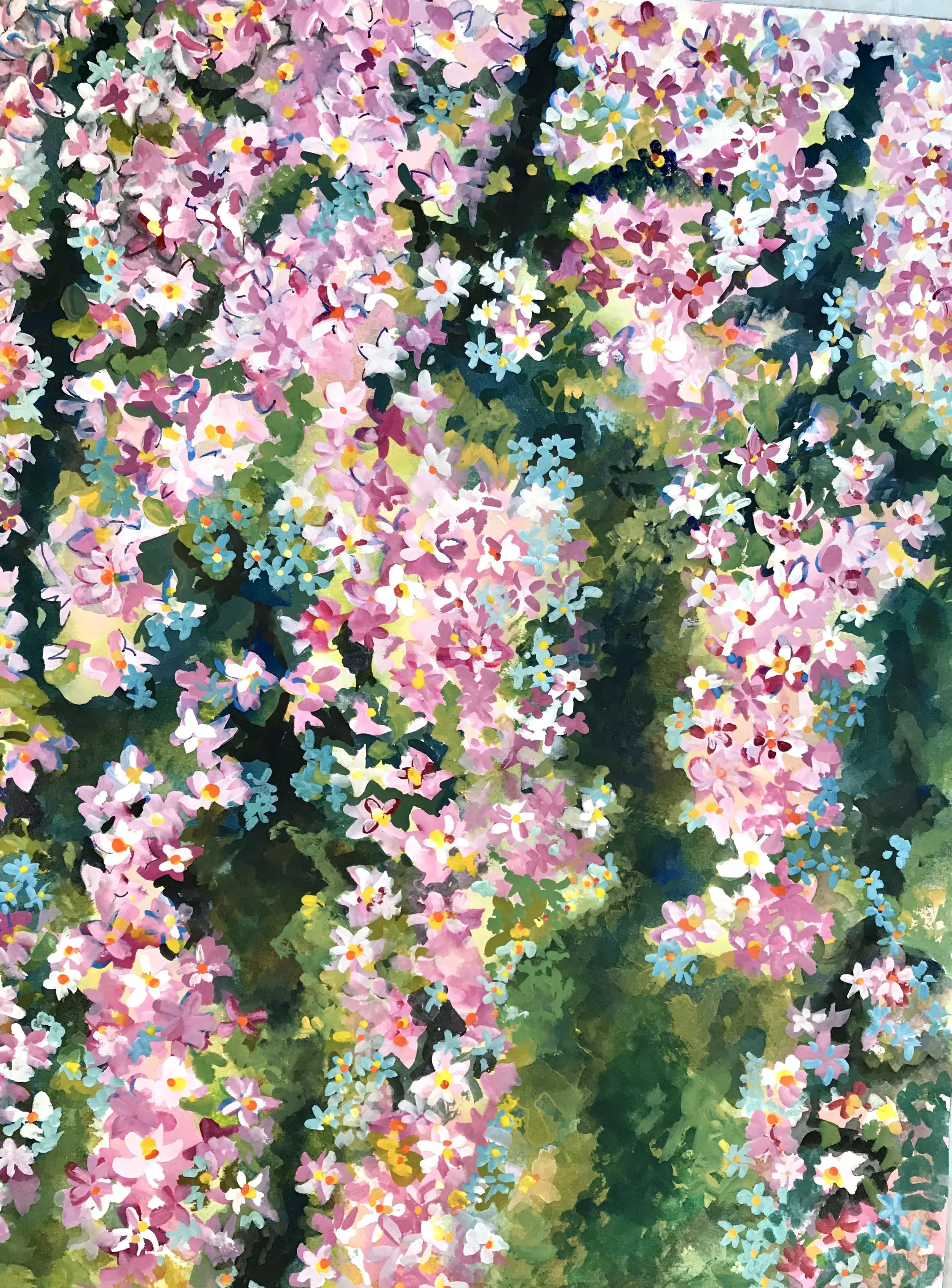 Pink and Light Blue Flowers
