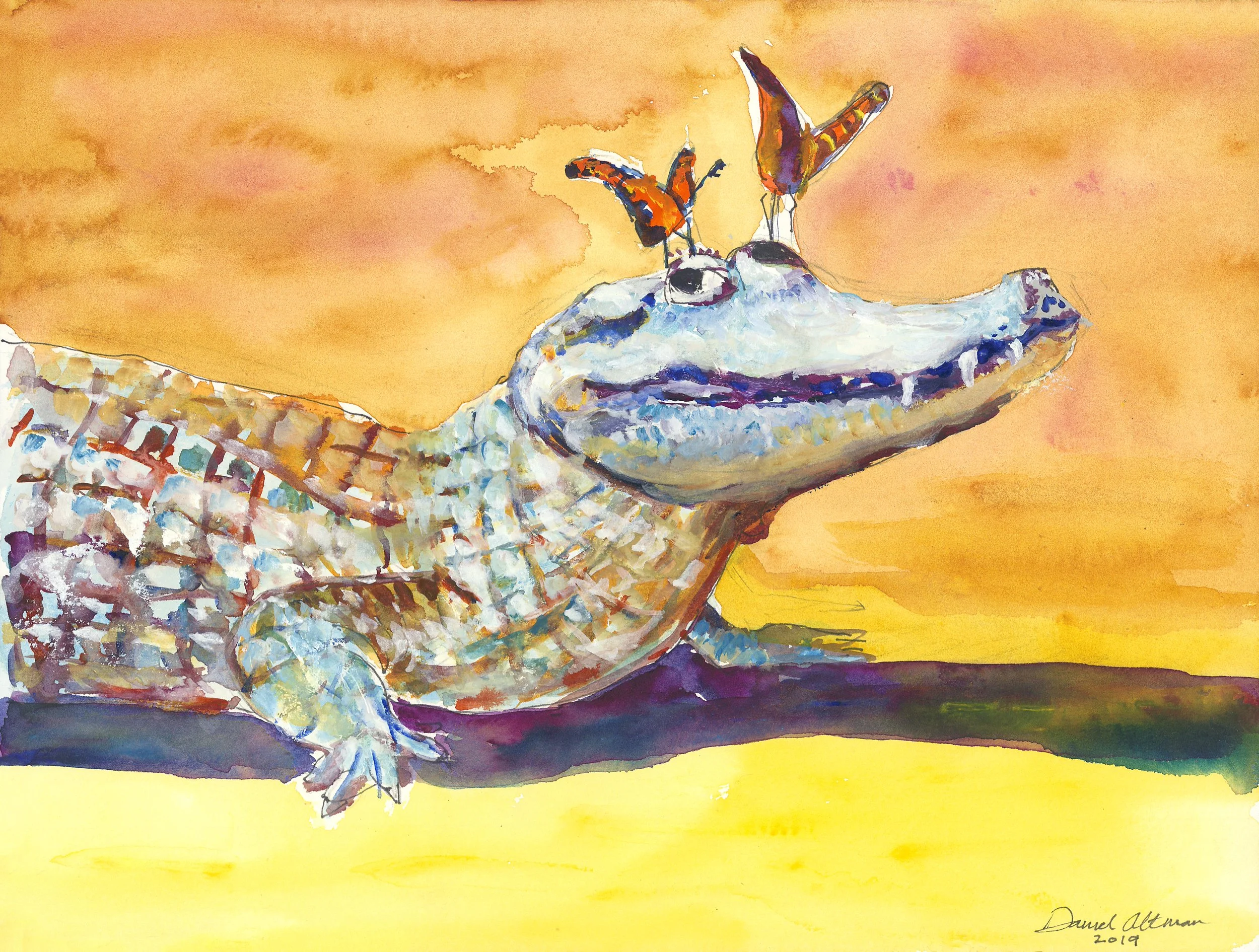 Alligator with Butterflies  available as a print 