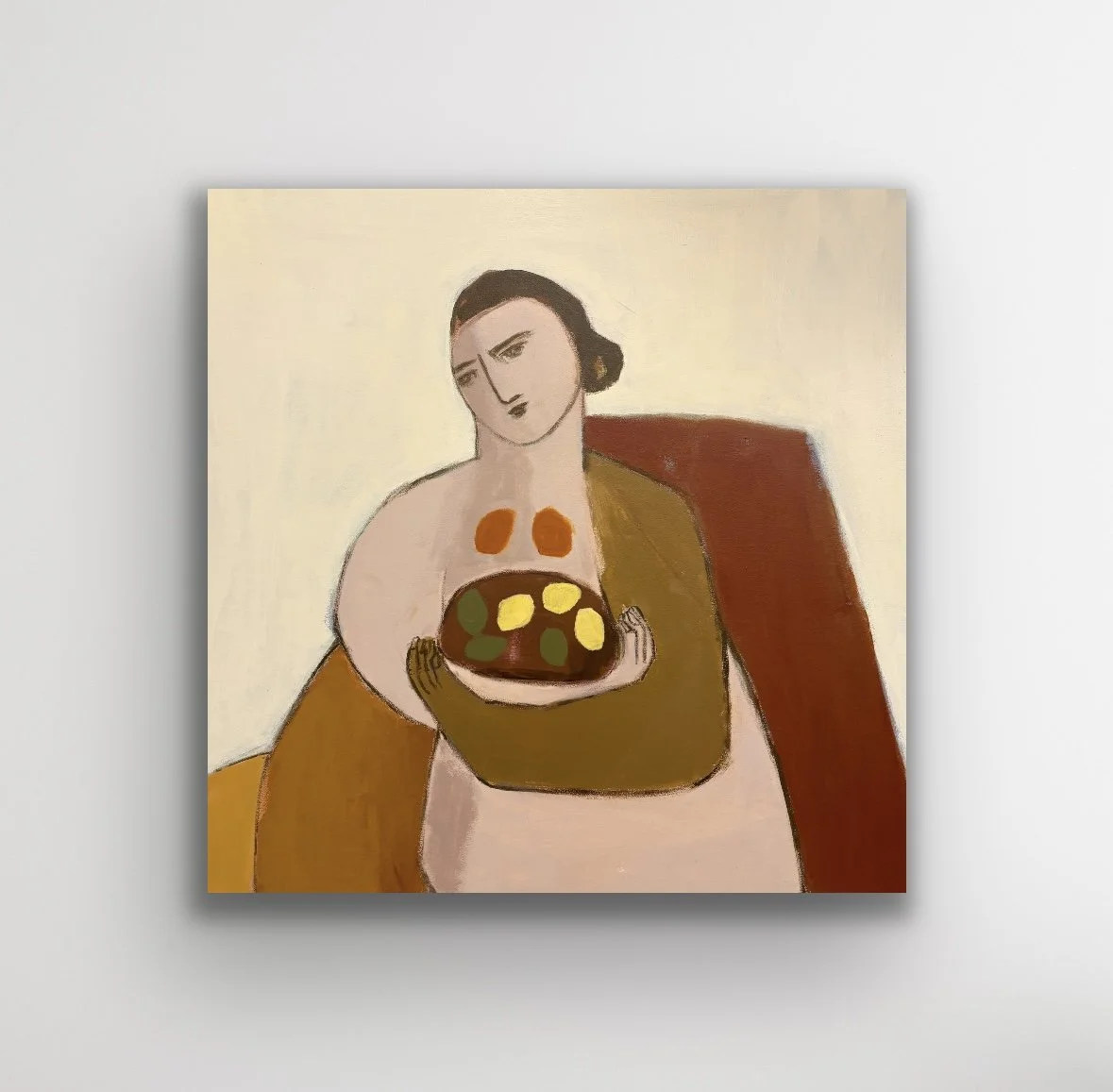 Peggy and Lemons and Limes, 25.5 x 25.5, mixed media on wood panel framed in gold floater frame, 1500.jpg