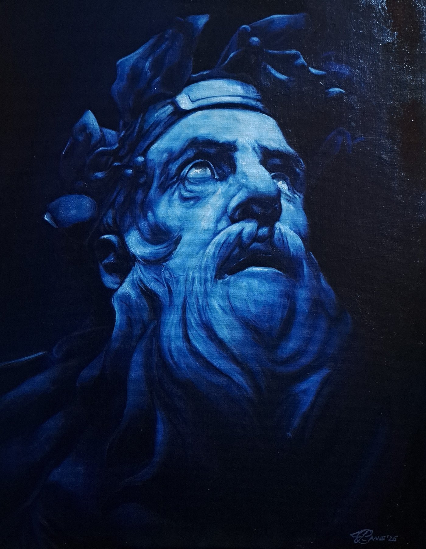 Bust of Chryses in blue, Oil on canvas