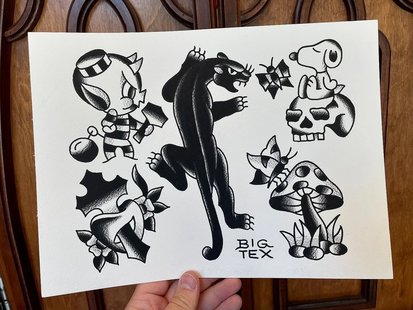 This is the first time I&rsquo;ve painted flash on paper in a long time. Super fun! I can&rsquo;t wait to do more! I would love to tat any of these designs on you too! 👻