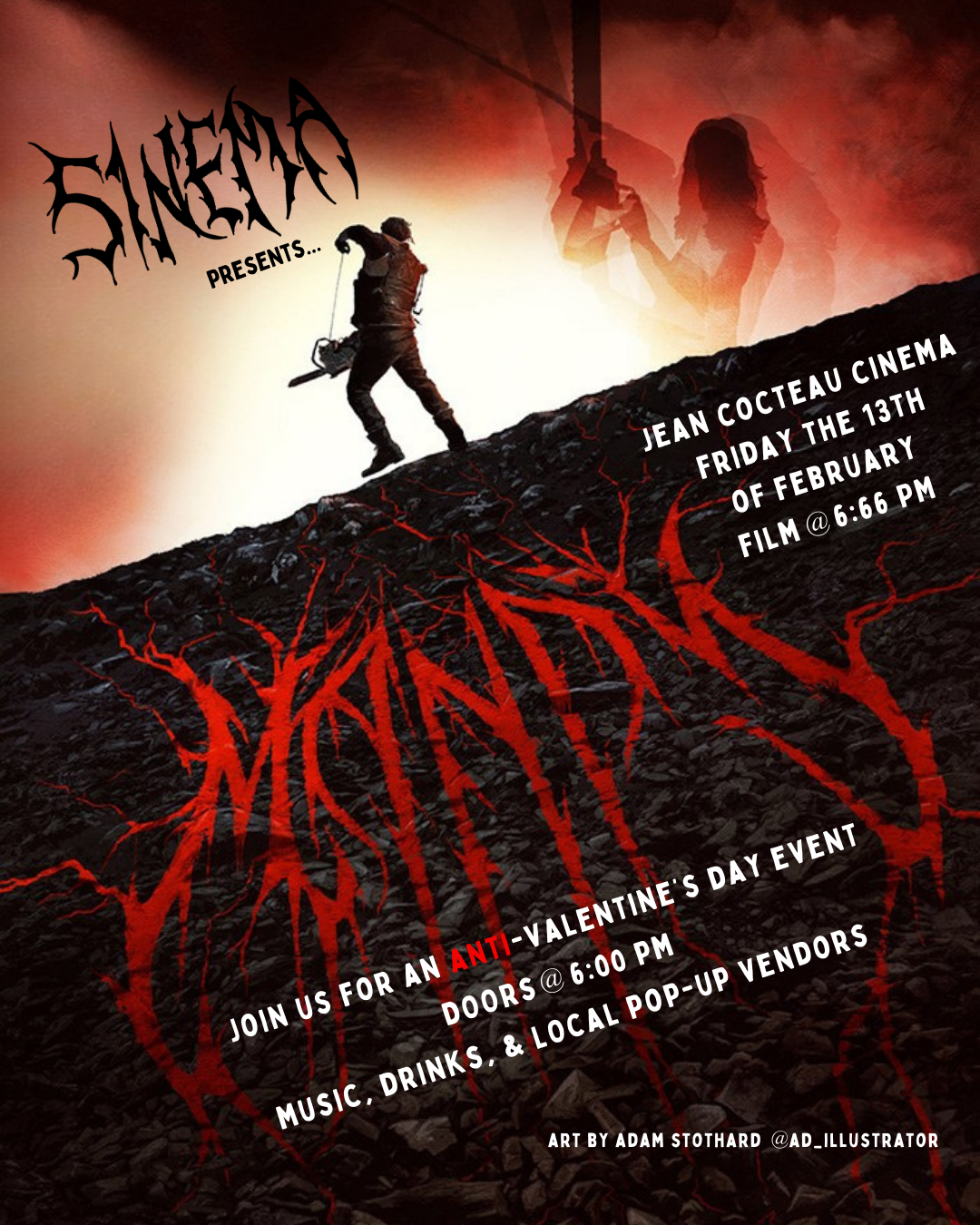 Chainsaw image with red roots 