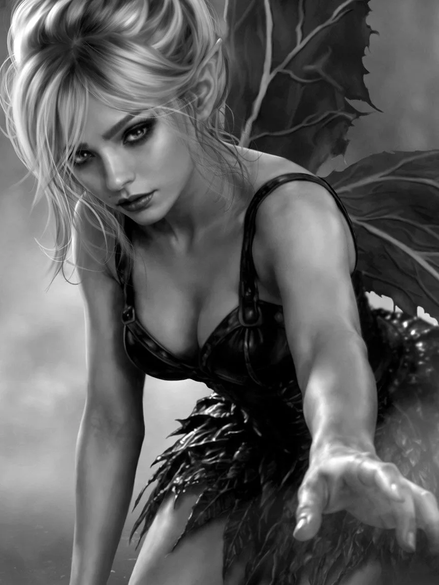 Echoes of Exile Tinker Bell Body CU B&W.jpg