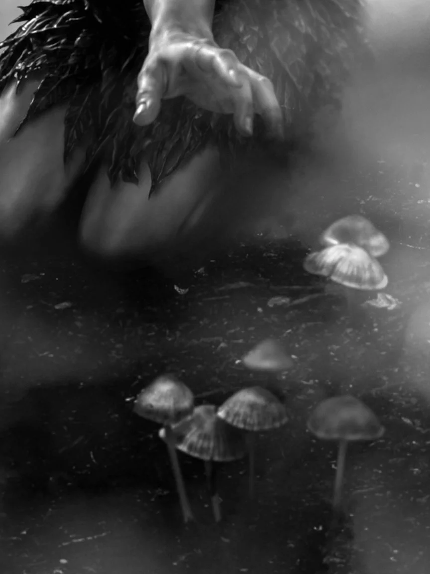 Echoes of Exile Mnemnos Mushrooms CU B&W.jpg