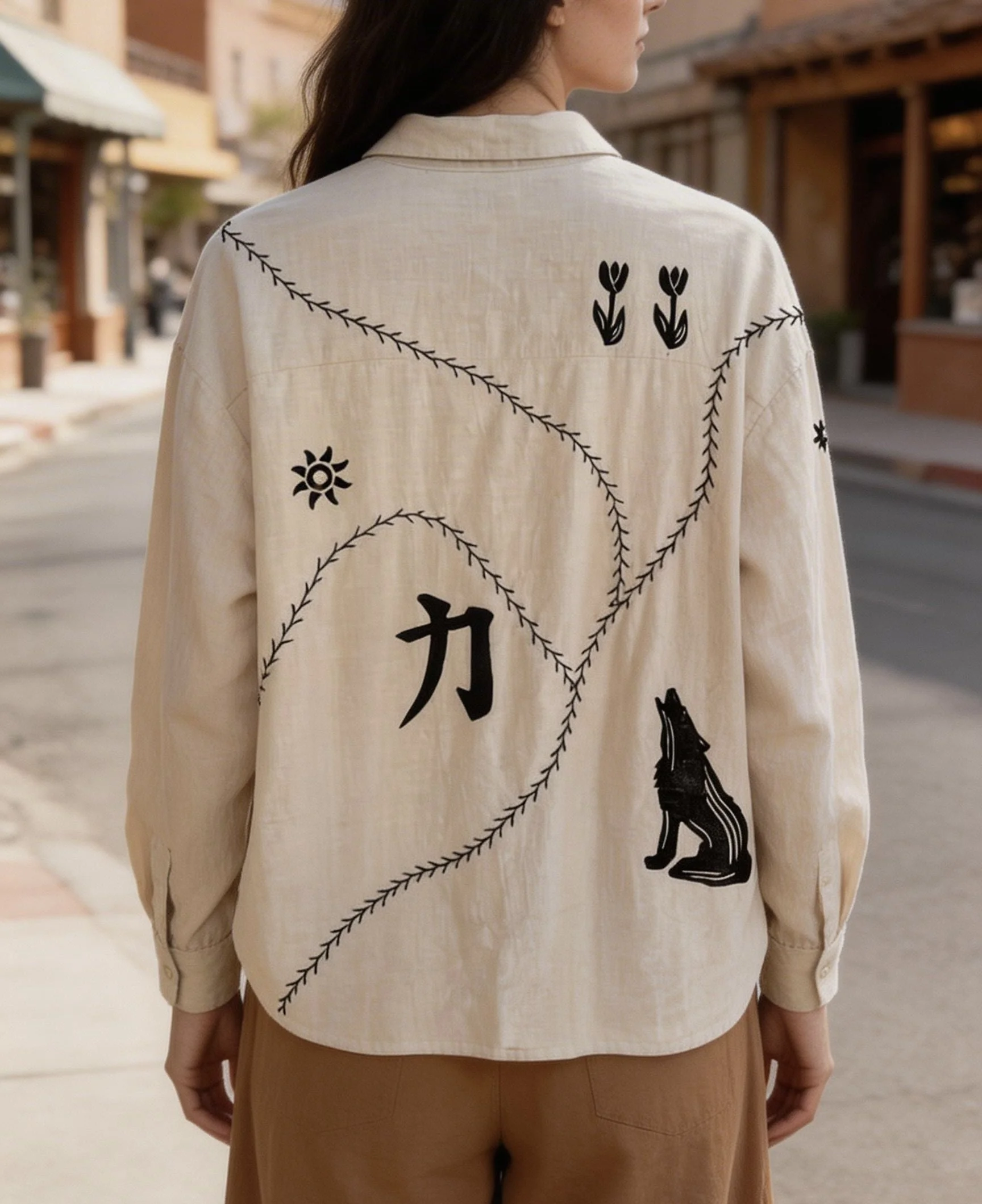 Upcycled Cream Cotton Button Front Shirt