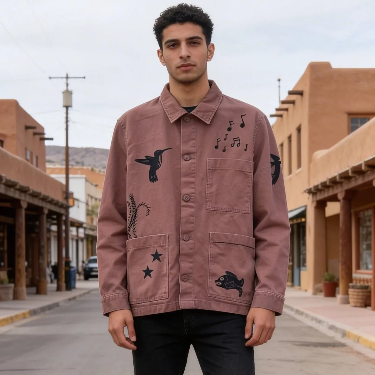 Upcycled Brown Cotton Canvas Work Jacket - Large