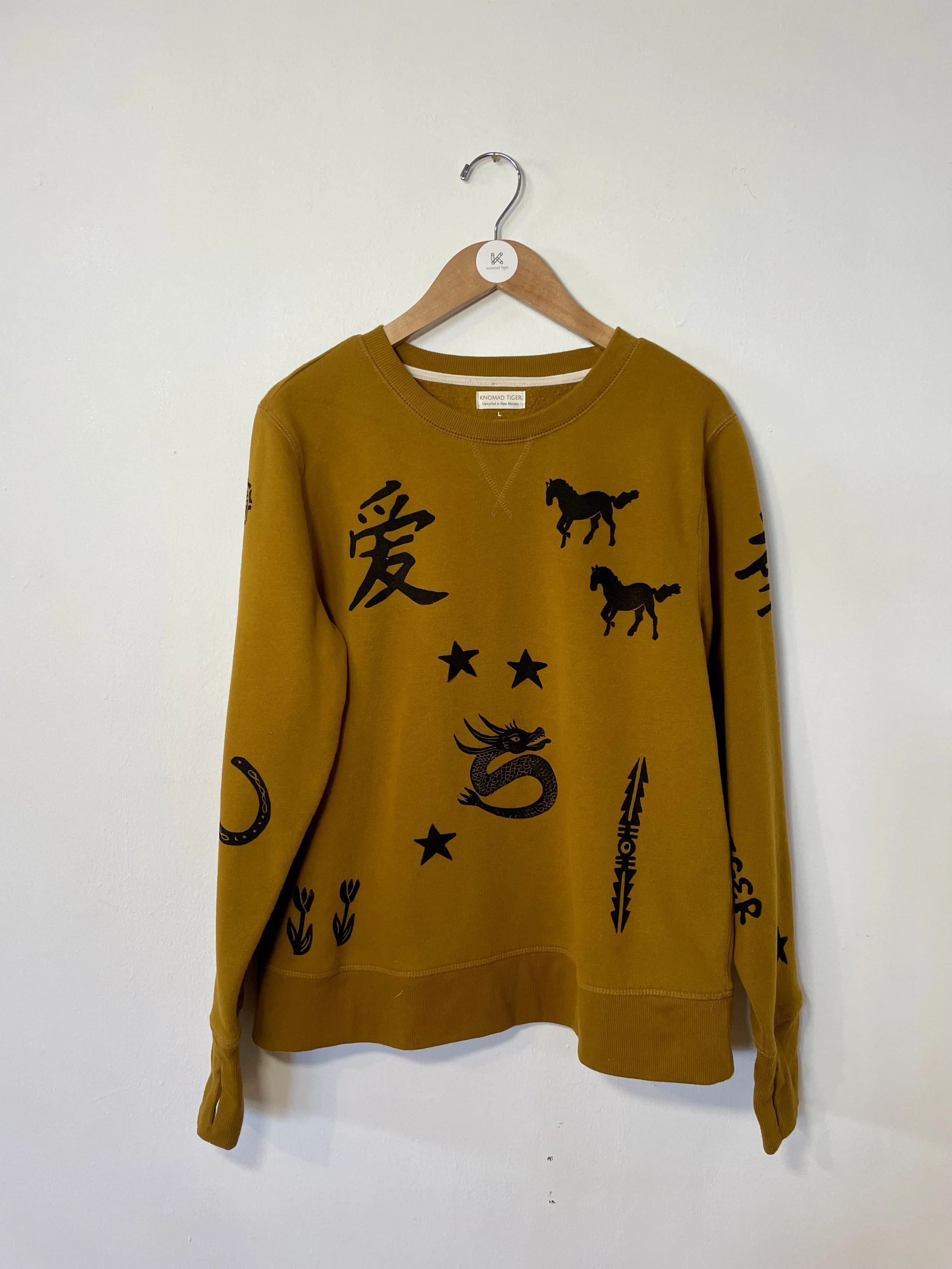 Golden secondhand block print sweatshirt