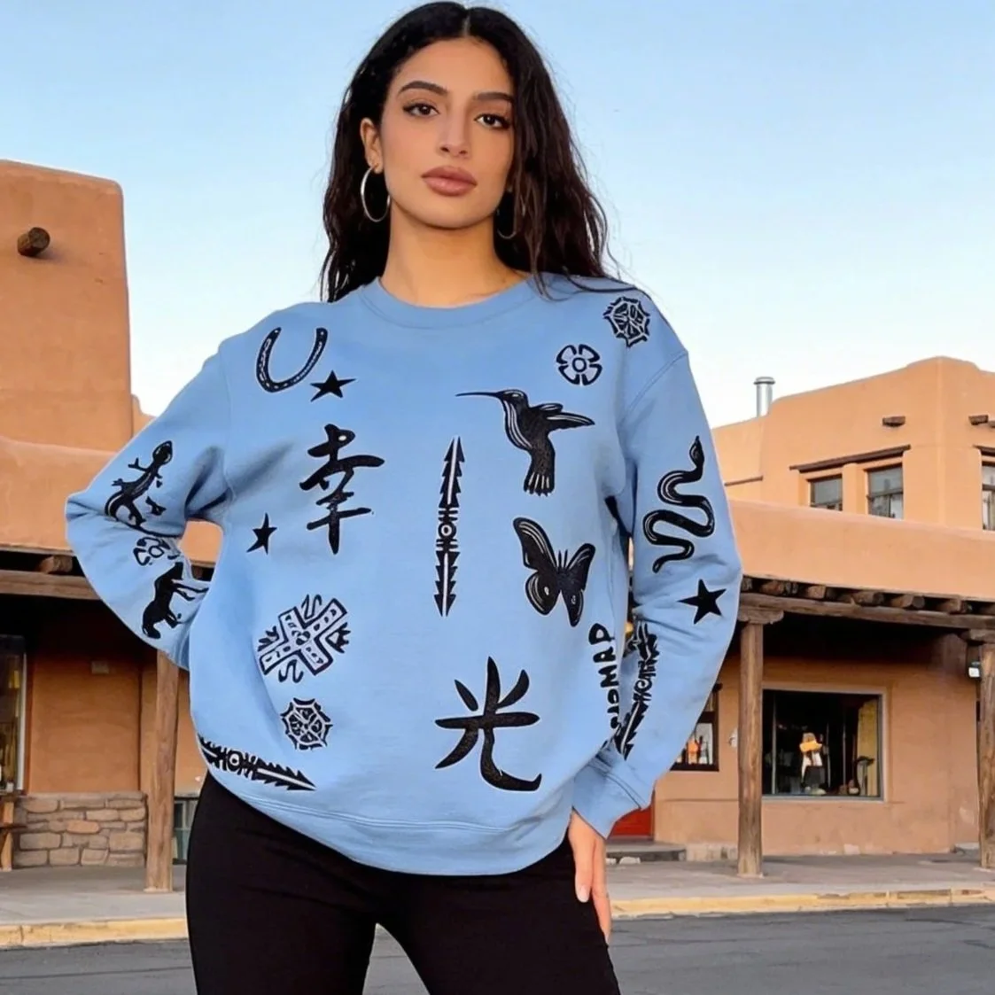 Upcycled Secondhand 'Hanes' Sweatshirt Baby Blue Sz Small