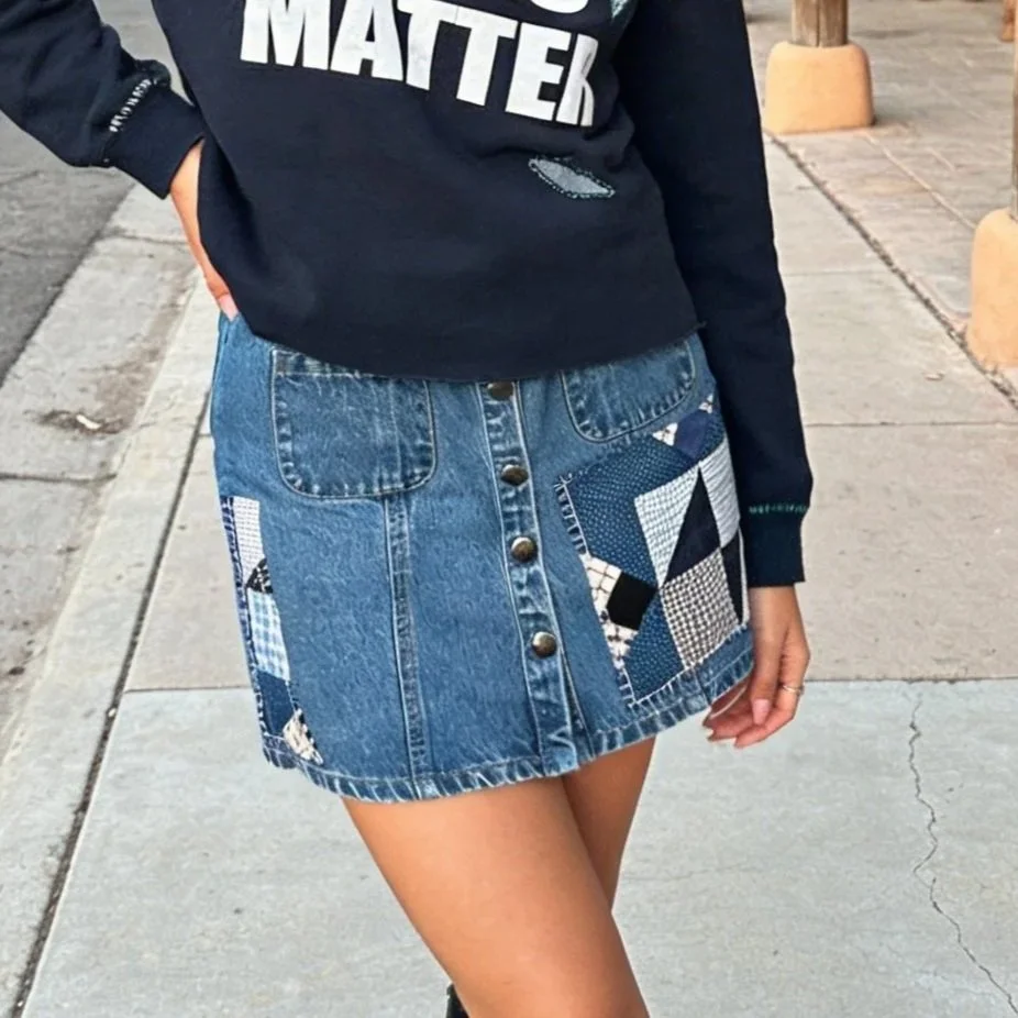 Upcycled Denim Skirt Sz26
