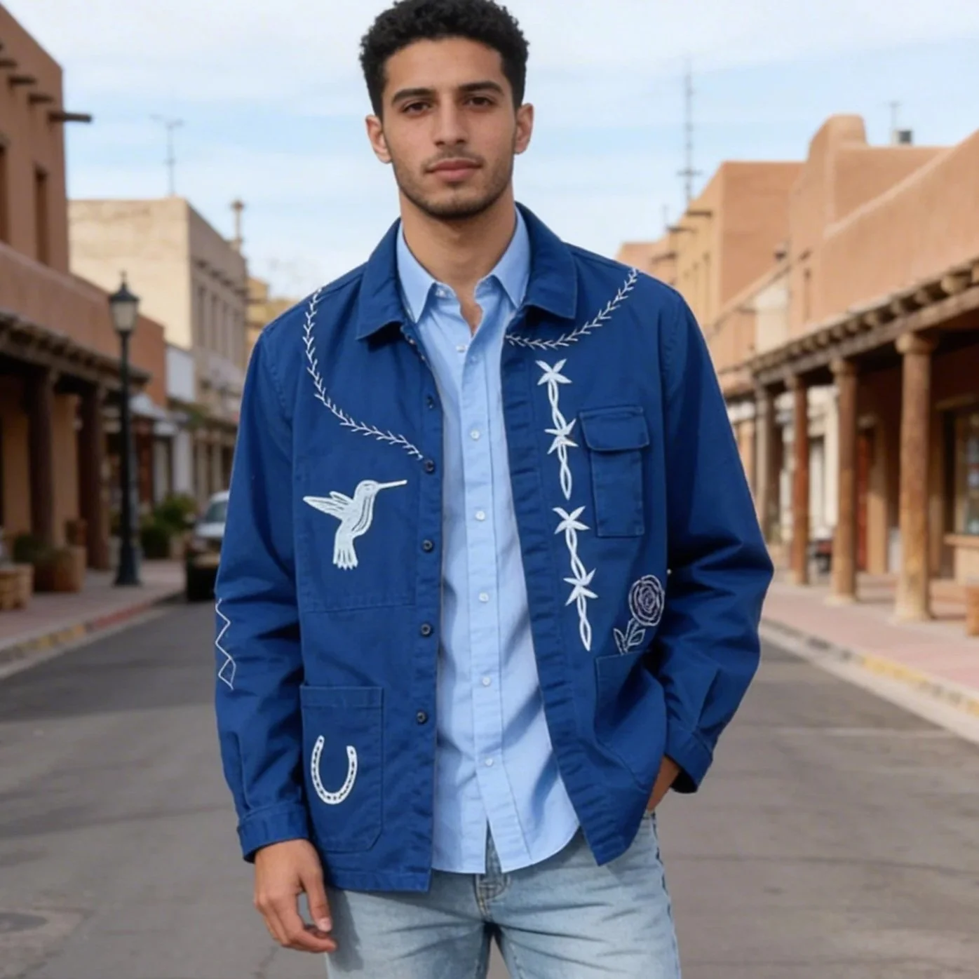 Upcycled Royal Blue Chef Chore Jacket