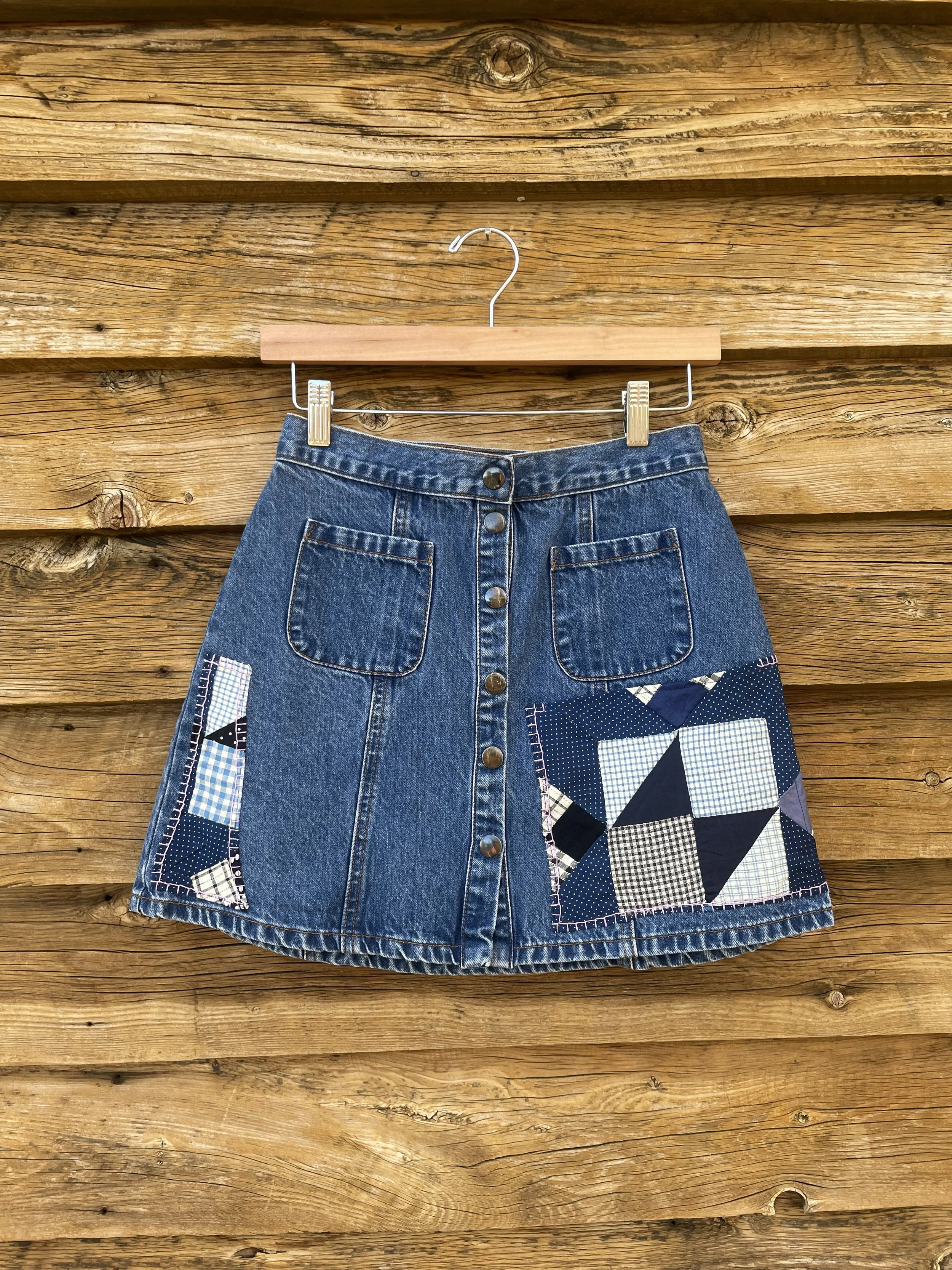 Upcycled Denim Skirt Sz26