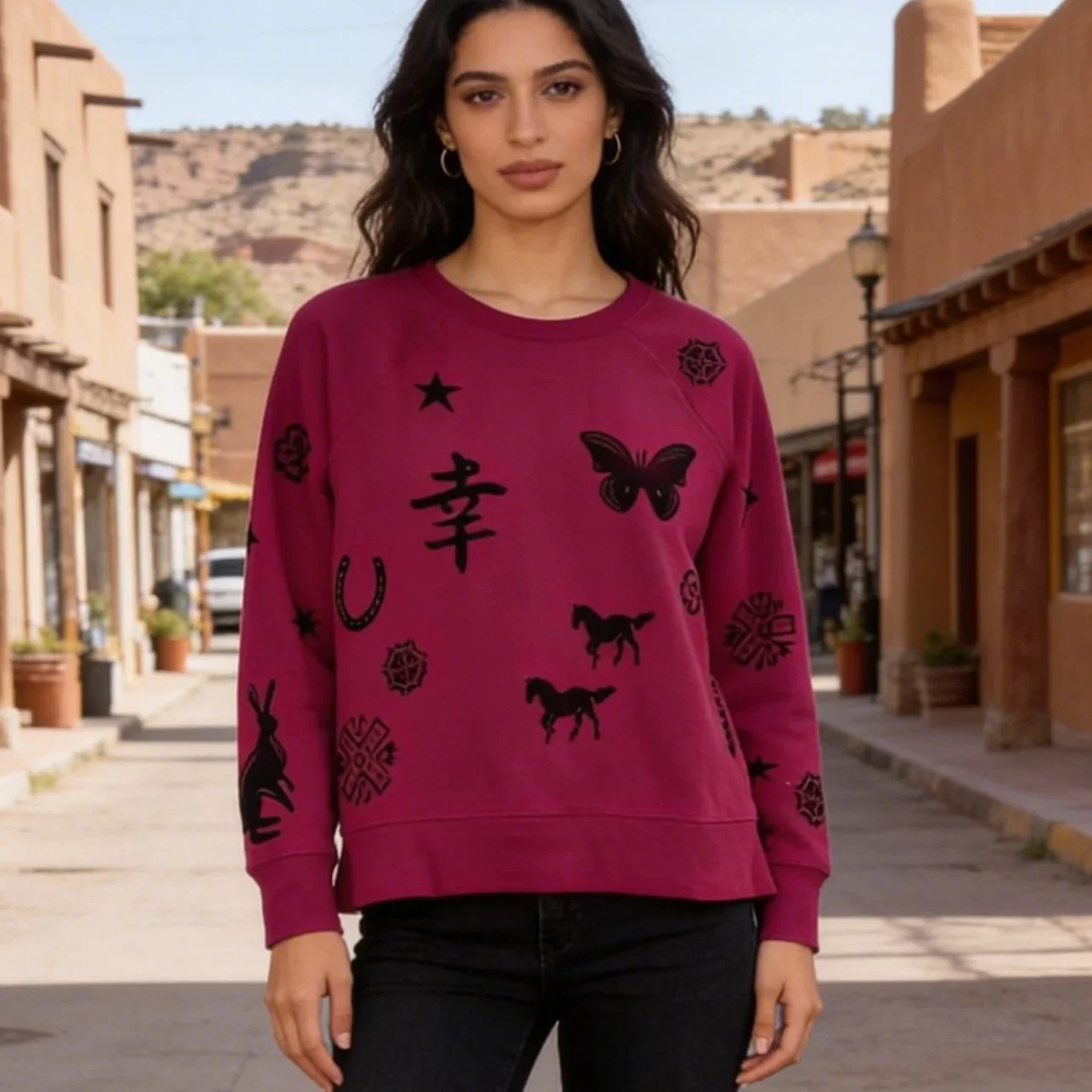 Upcycled Sweatshirt with Block Prints