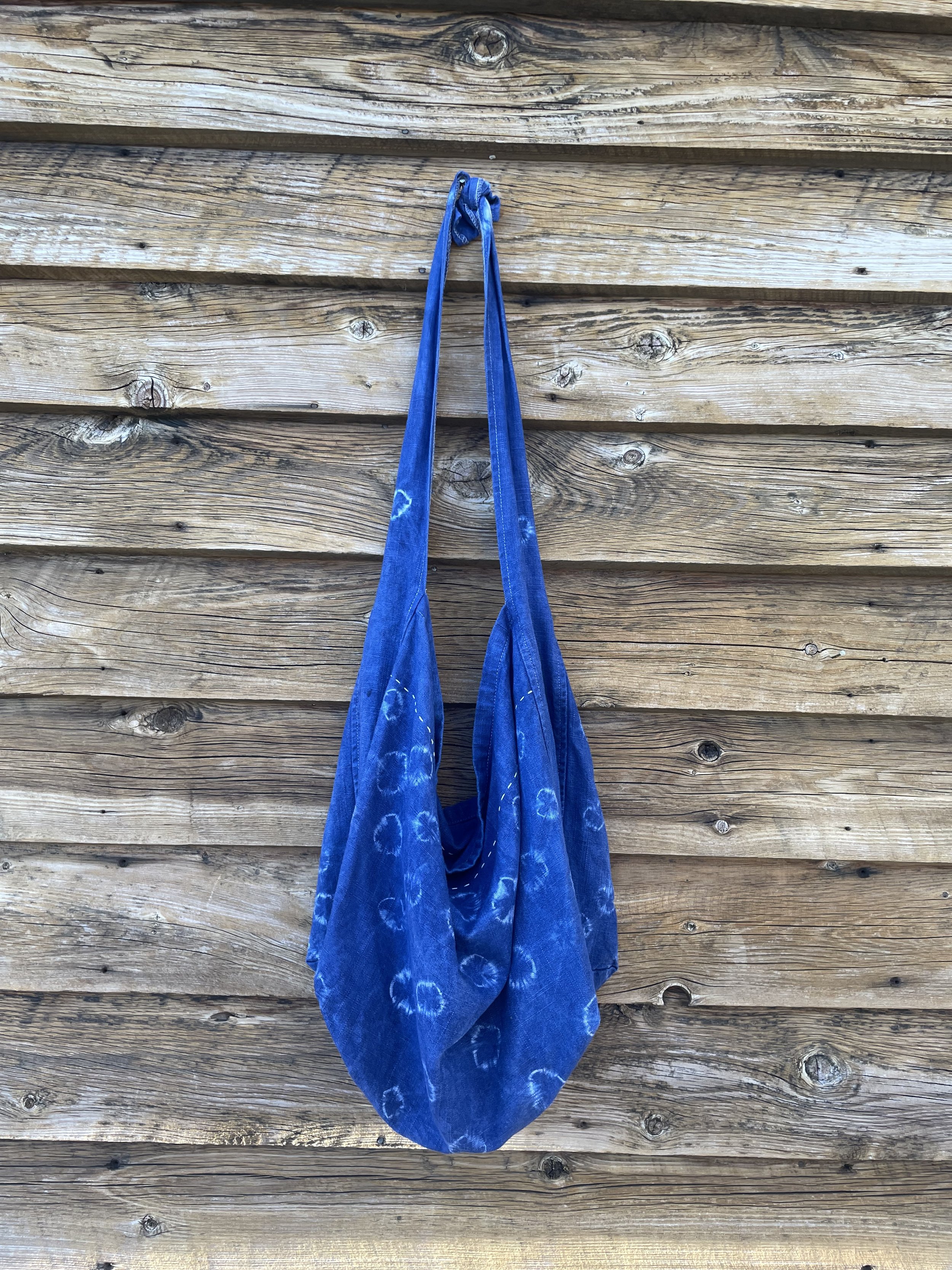 Upcycled Linen Tie-Dye / Indigo Shoulder Bag