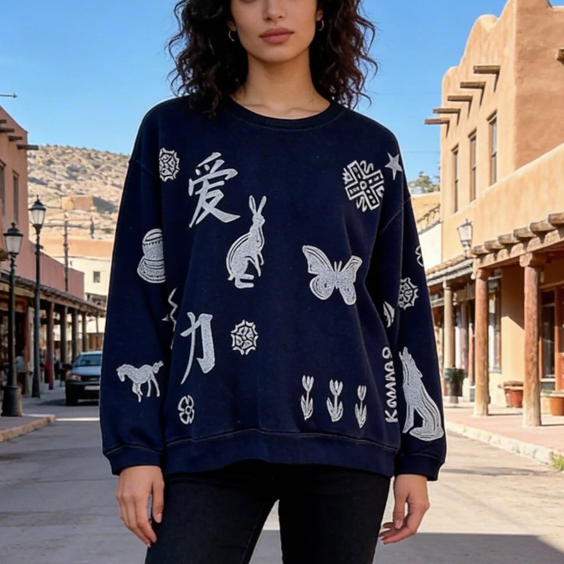 Upcycled Vintage Secondhand Navy Blue Sweatshirt