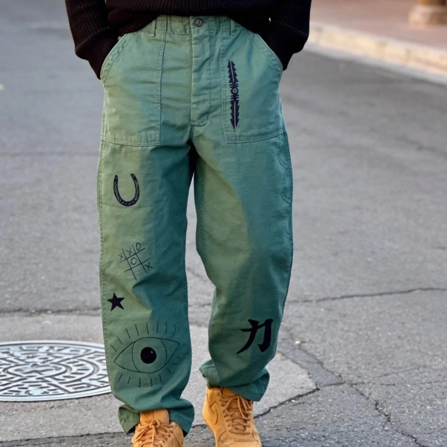 Upcycled Button-Fly Army Pants W34