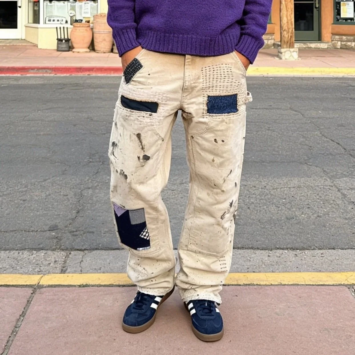 Upcycled 'Carhartt' pants with embroidery and appliqué