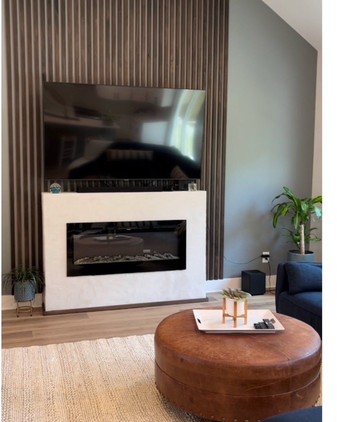 Fireplace and slated wall DIY