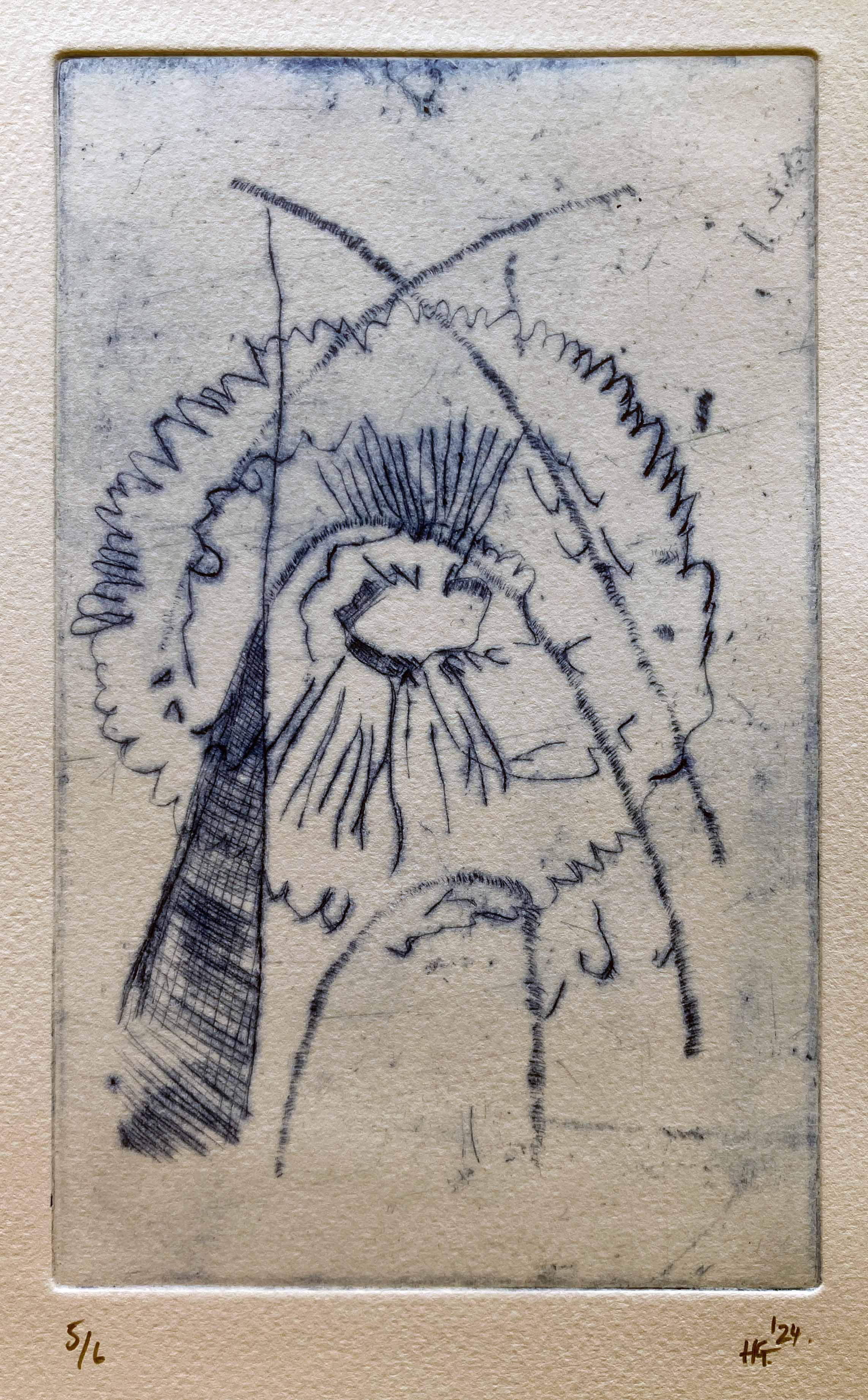 Dandelion, drypoint etching on sommerset©2024