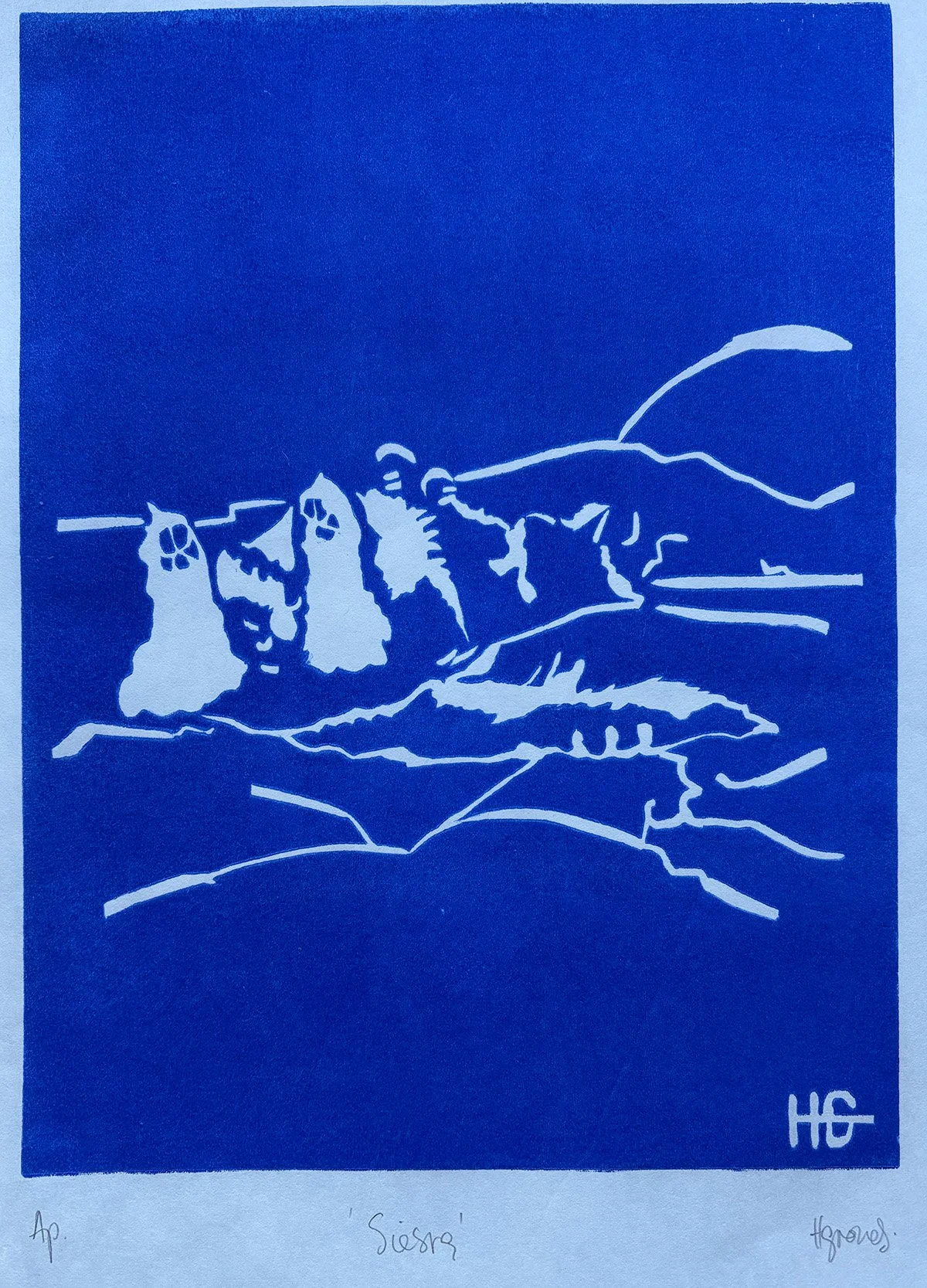 siesta, 2025, woodcut©