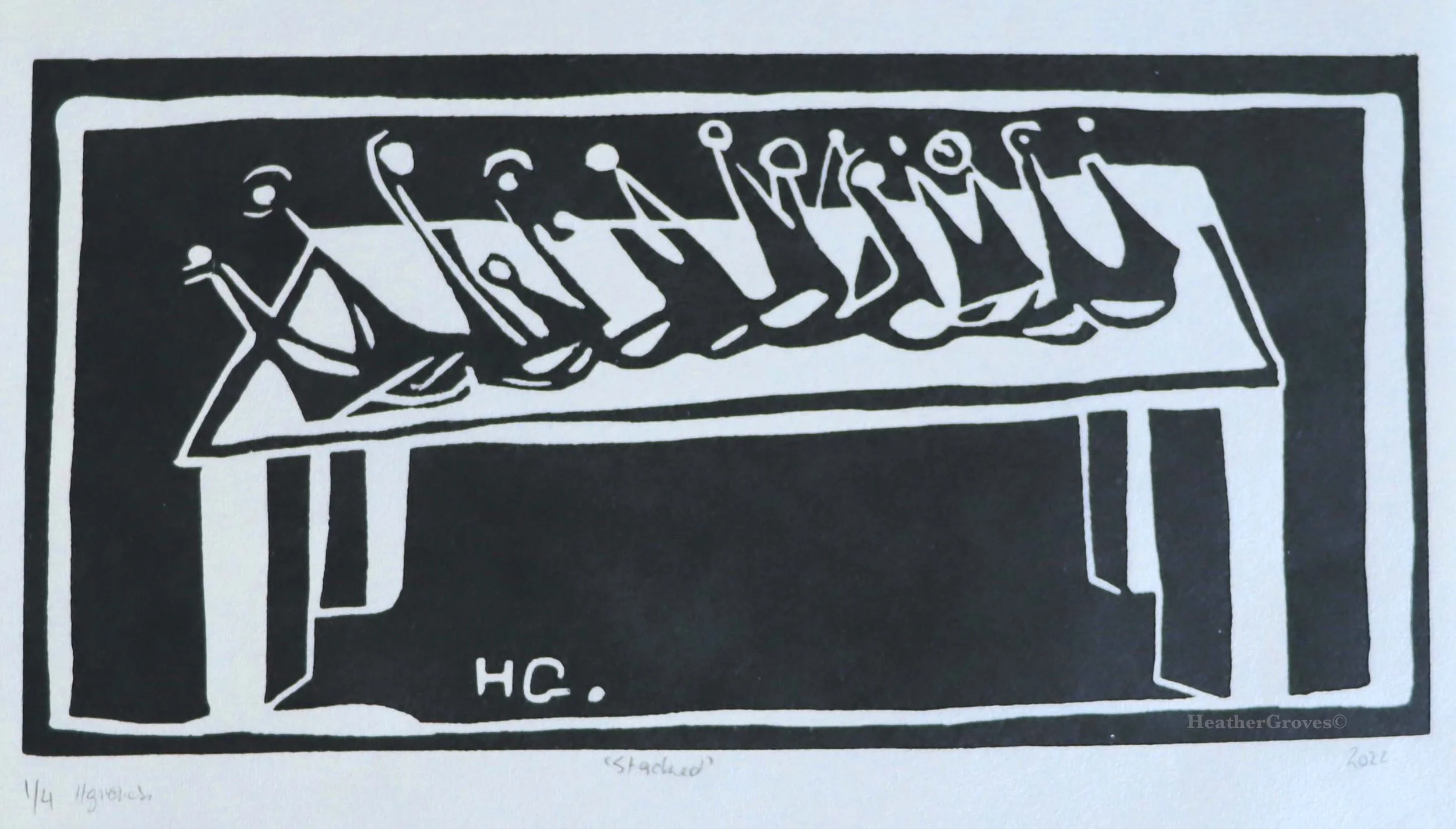 Stacked, 2022 woodcut on academia©