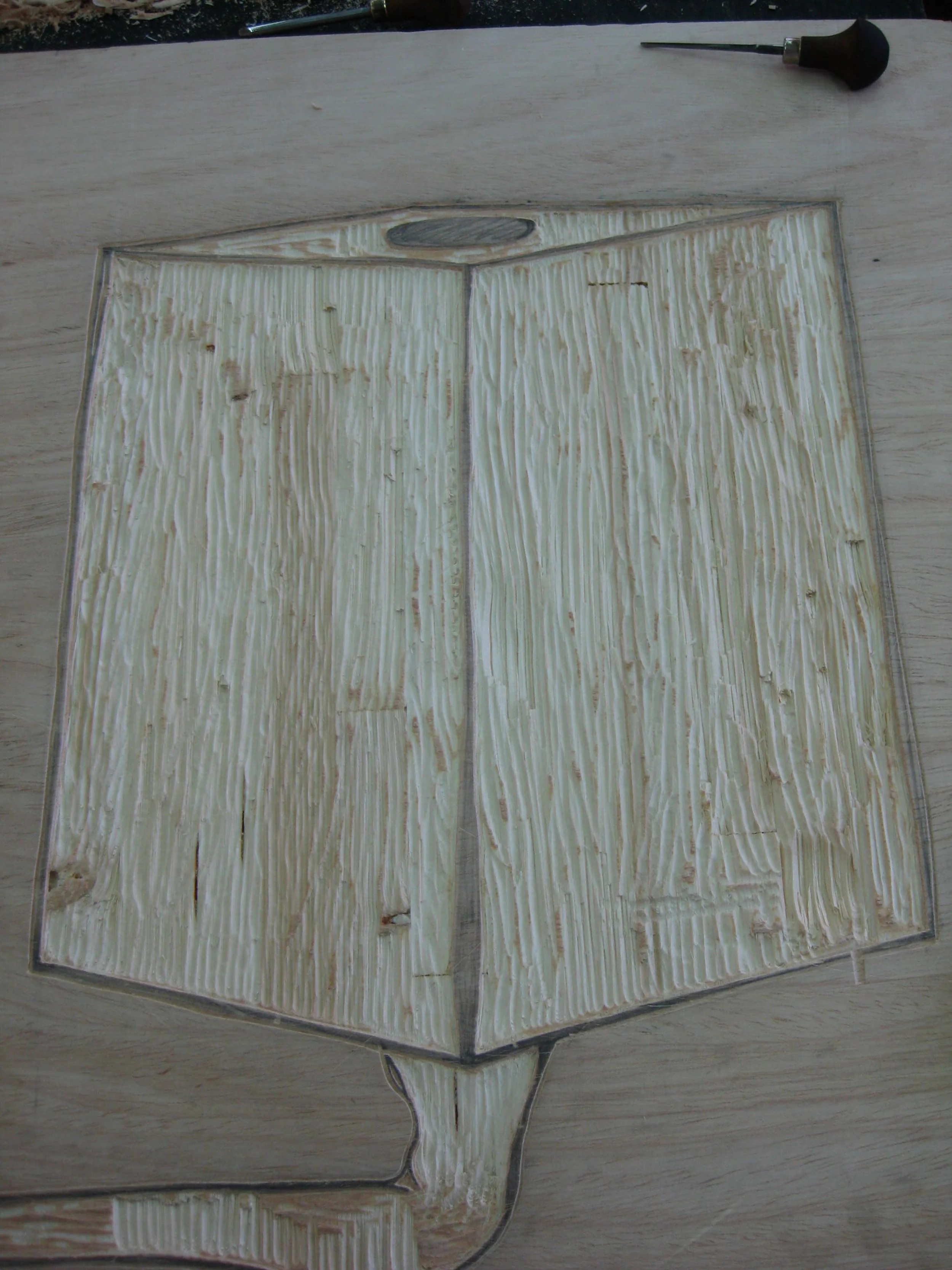 detail, woodcut for à table, 2010©